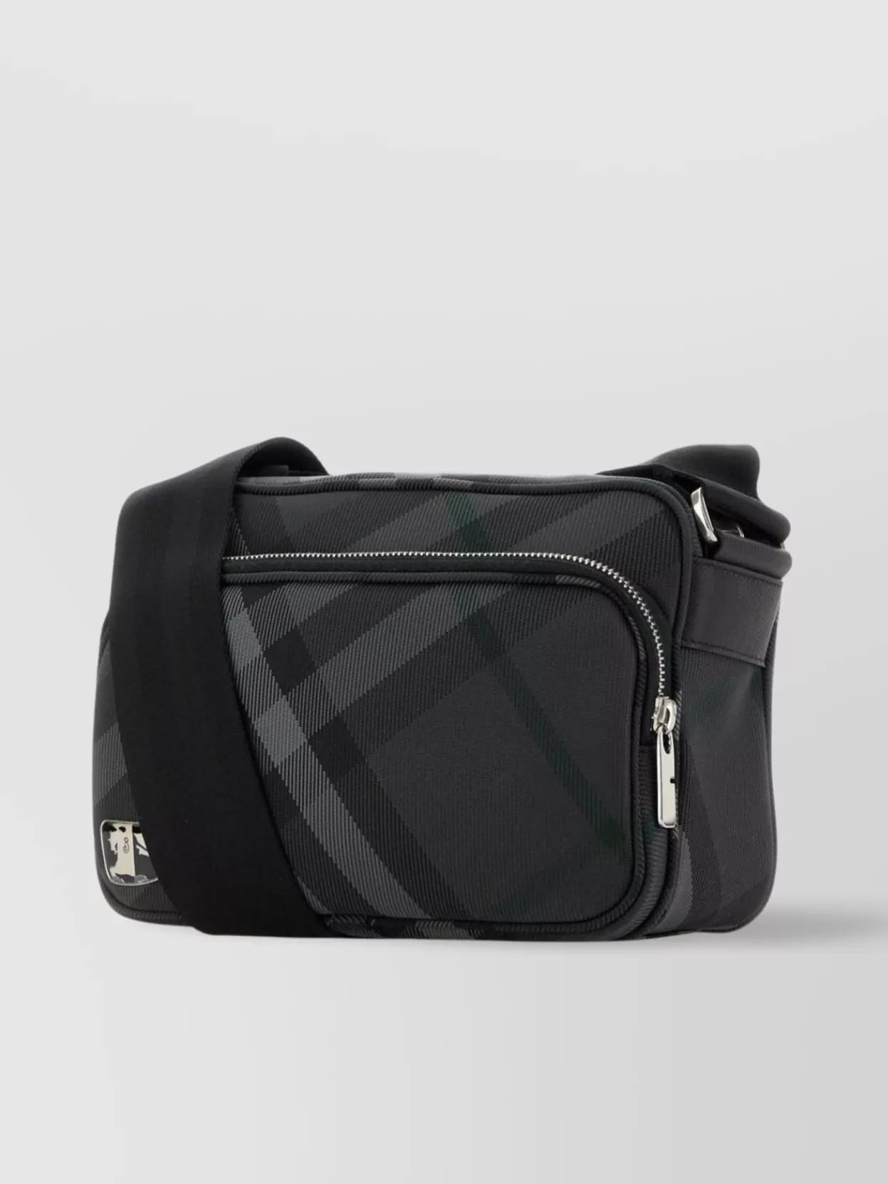 BURBERRY Embroidered Canvas Grid Crossbody Bag Product Image