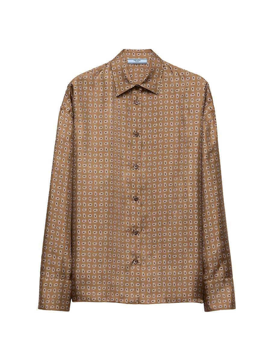 Womens Printed Twill Silk Shirt Product Image