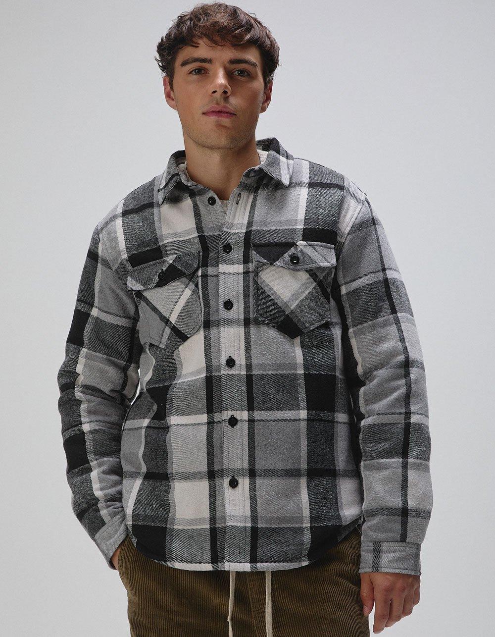 RSQ Mens Plaid Sherpa Jacket - BLK/WHT Product Image
