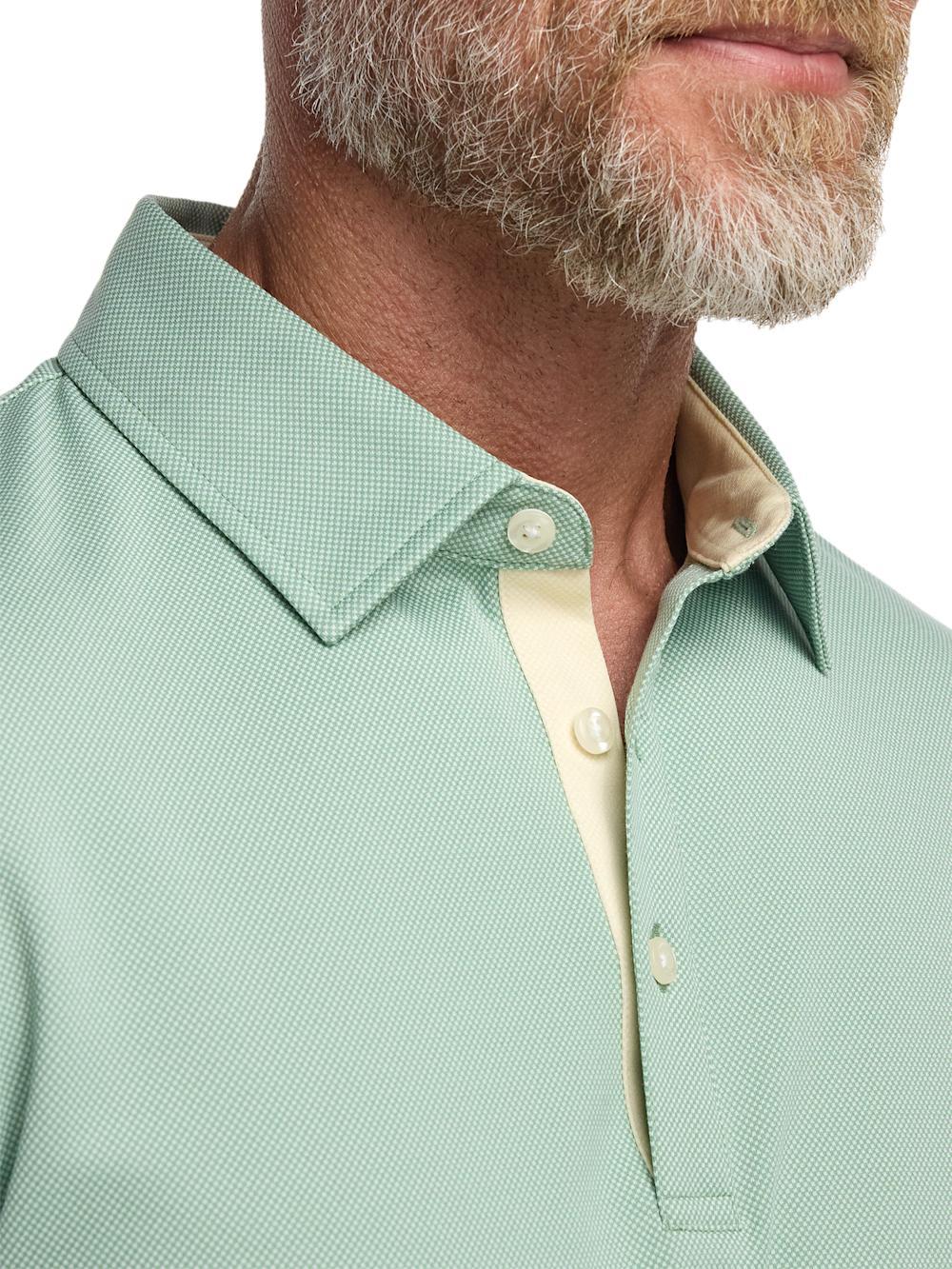 Cotton Blend Three Button Polo - Green Product Image