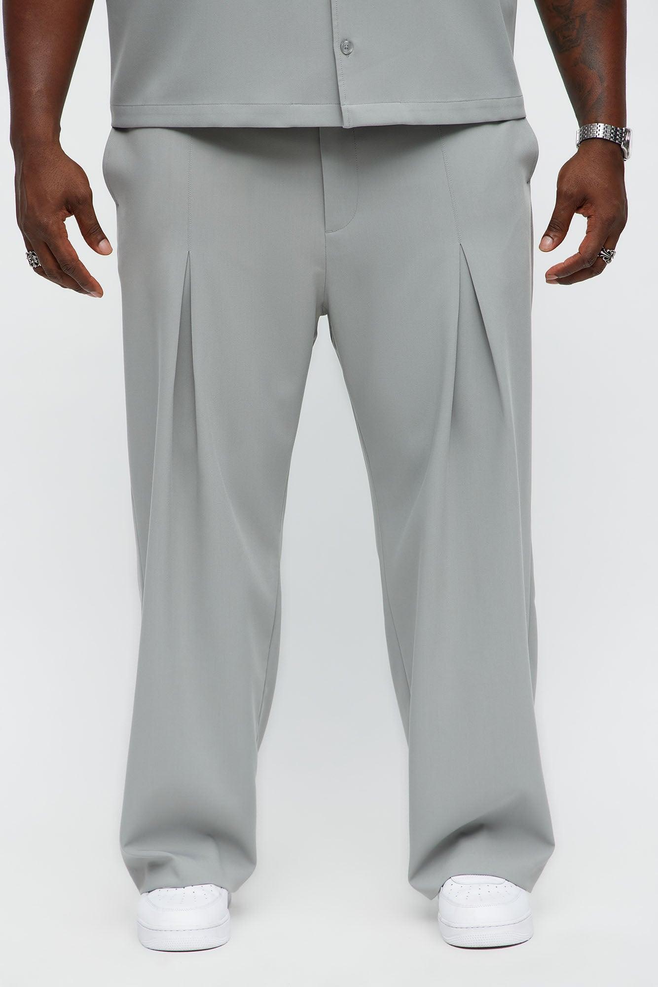 Ronan High Waisted Pleated Trousers - Grey Male Product Image