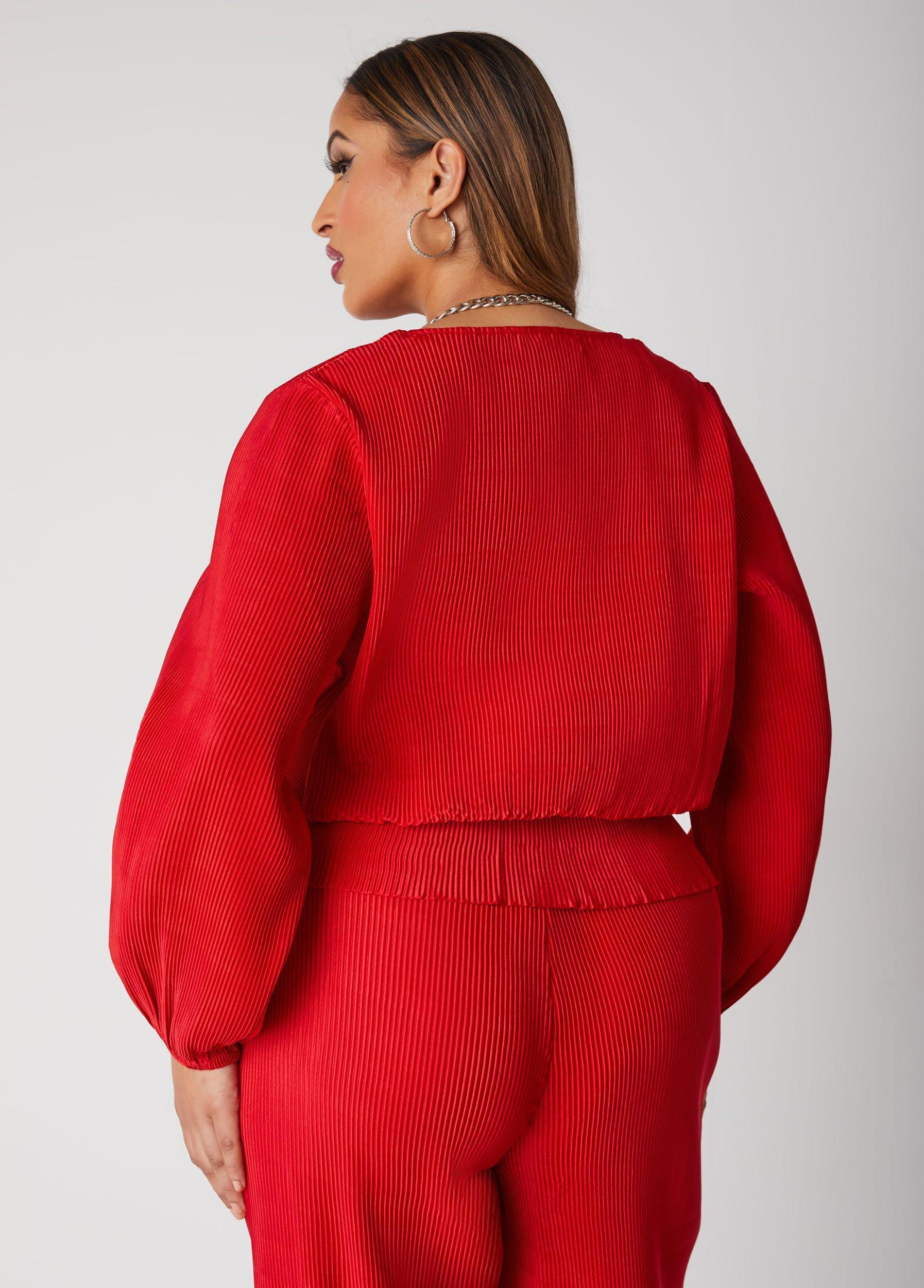 Drawstring Plisse Blouse Product Image