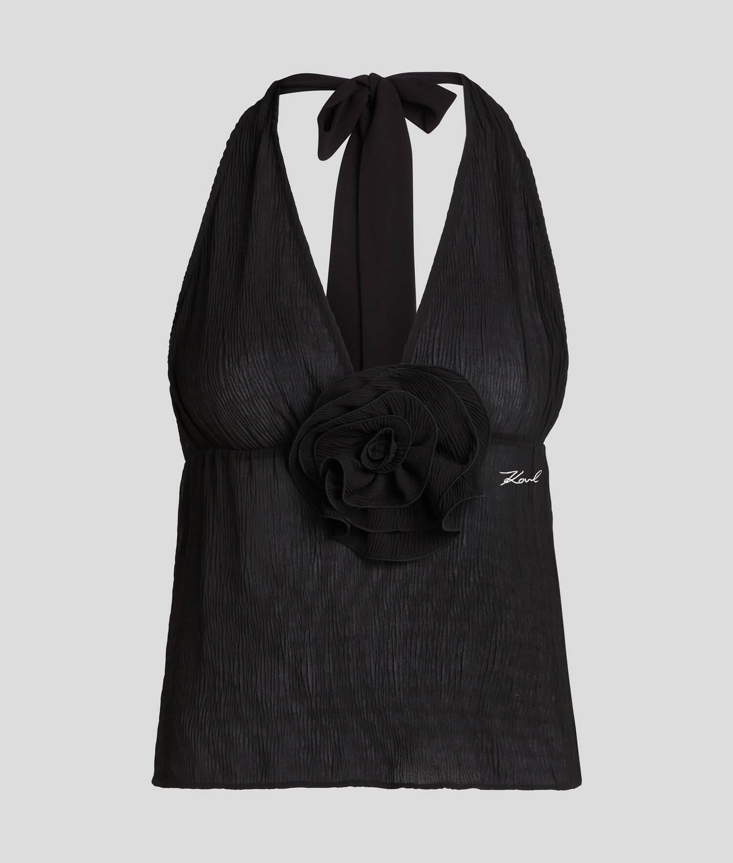 FLOWER PLISSÉ HALTER TOP Product Image
