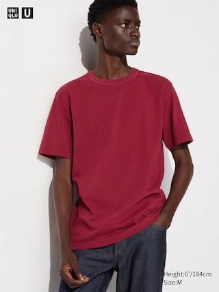 Mens Crew Neck T-Shirt Red 2XS UNIQLO US Product Image