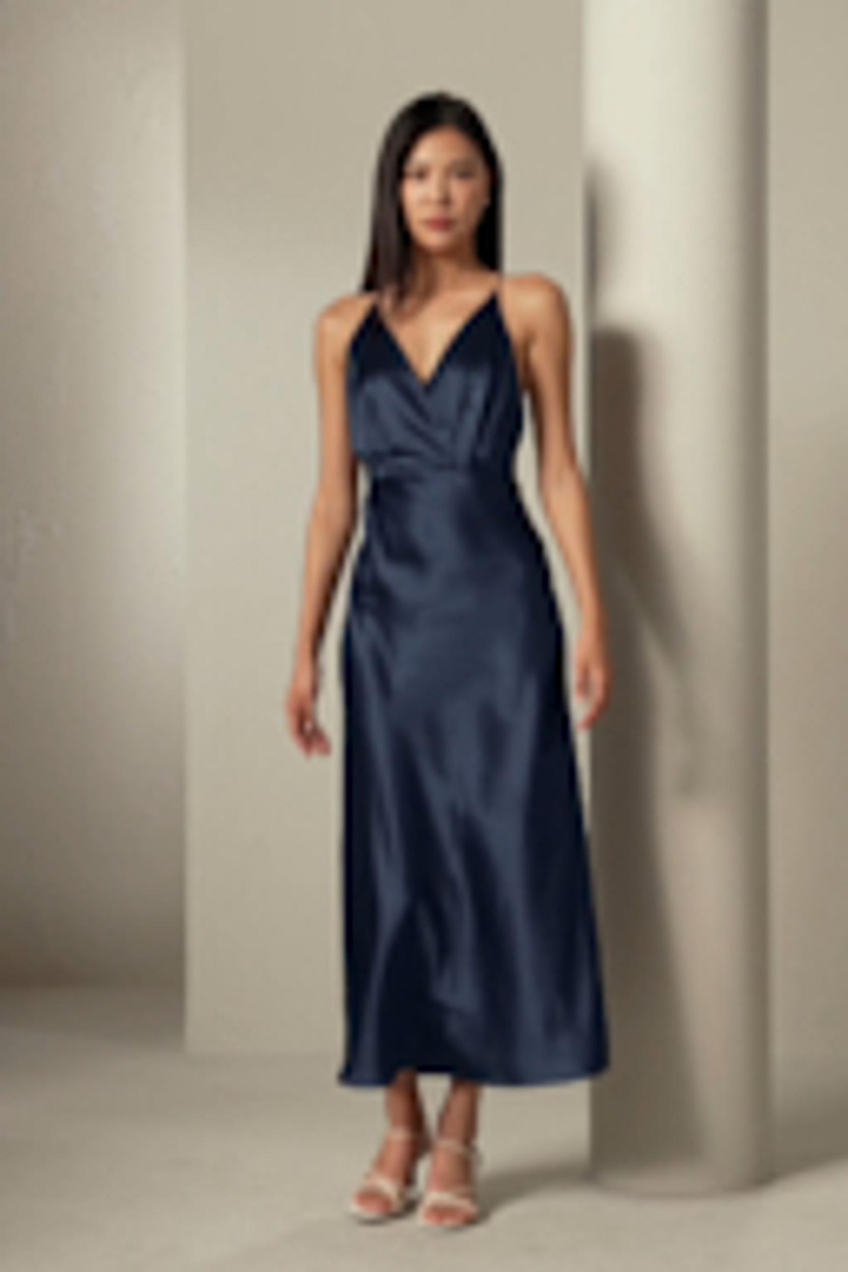 Back Tie Silk Maxi Dress Product Image