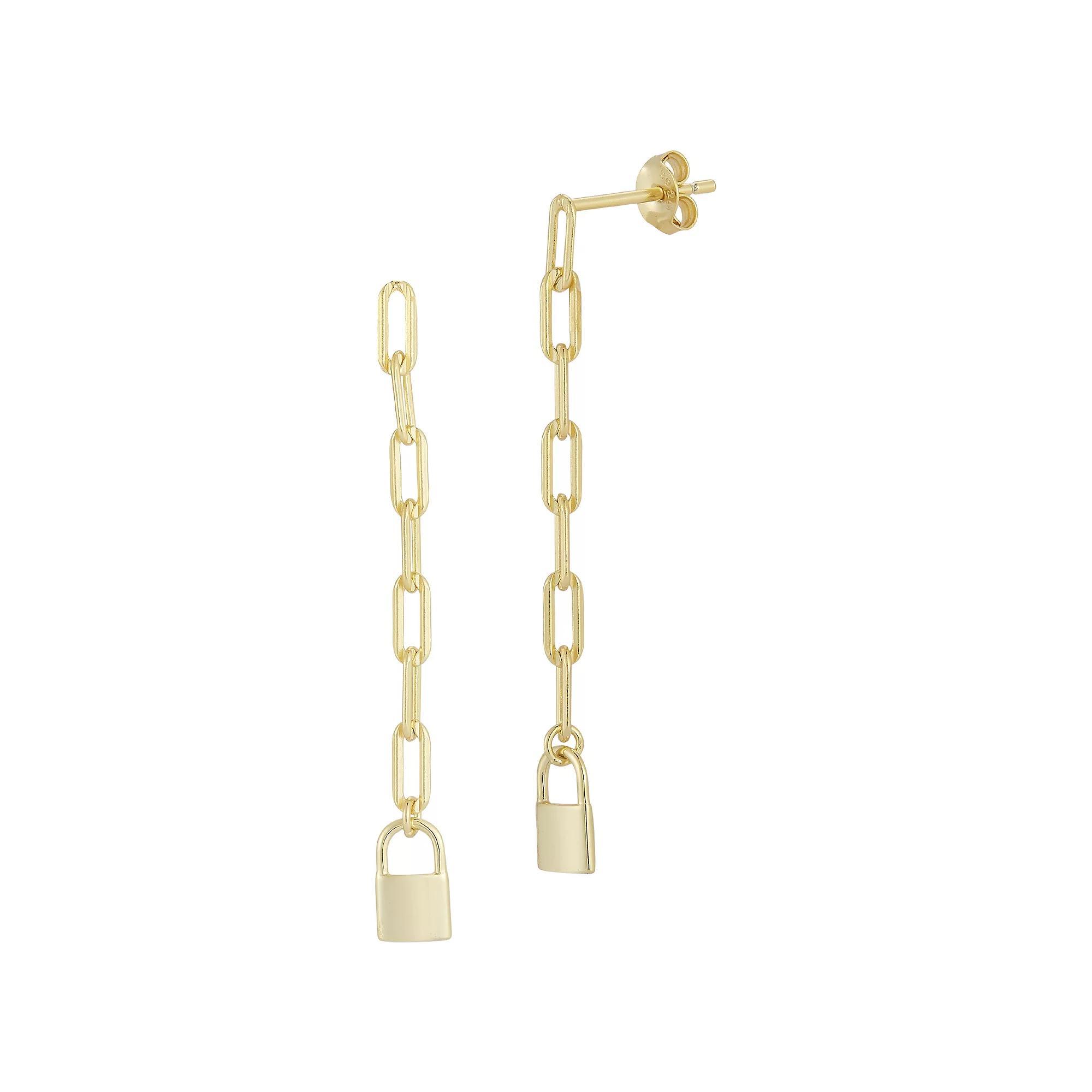 Sunkissed Sterling Lock Drop Earrings, Women's, Gold Tone Product Image