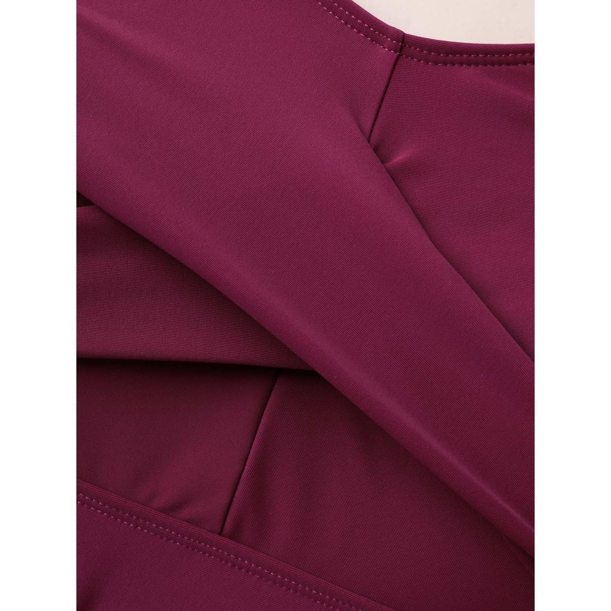 Plus Size Twist-Front Flutter Sleeve Swim Top Women's Swimwear Plum Beach High stretch Skinny U-neck Curve Swim Tops BloomChic 18-20/2X Product Image