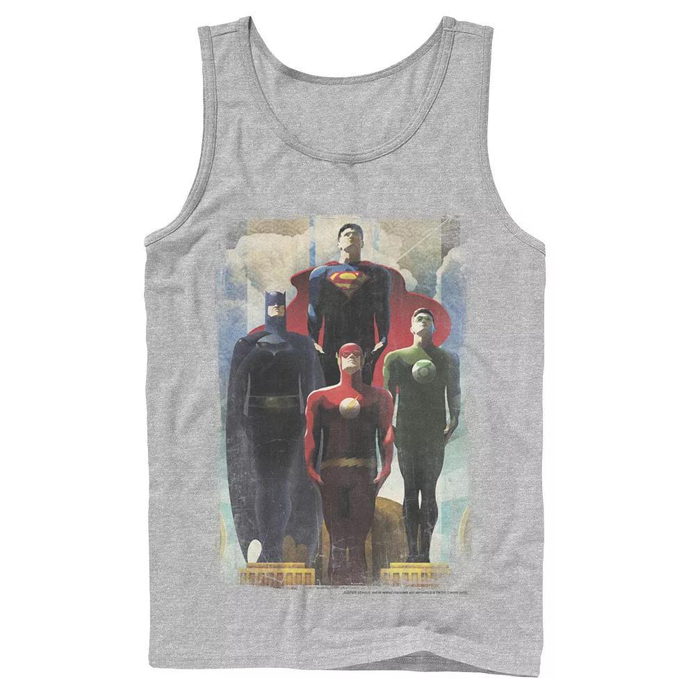 Mens DC Comics Justice League Heroes Look Up Tank Top Grey Product Image