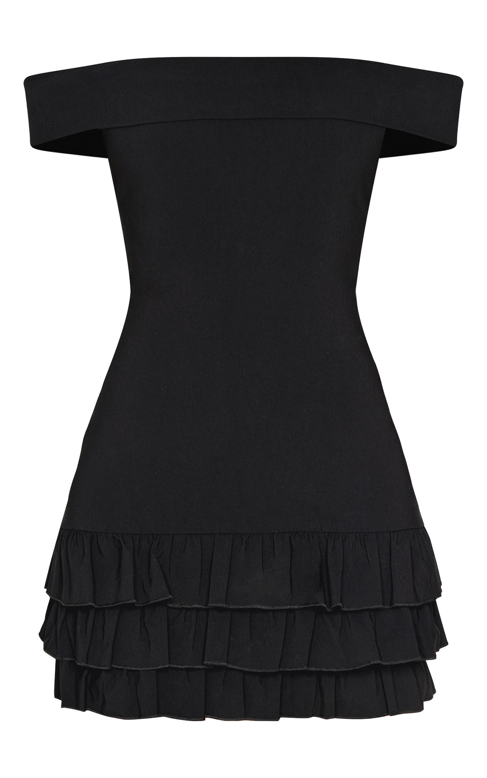 Black Bardot Tiered Shift Dress Product Image
