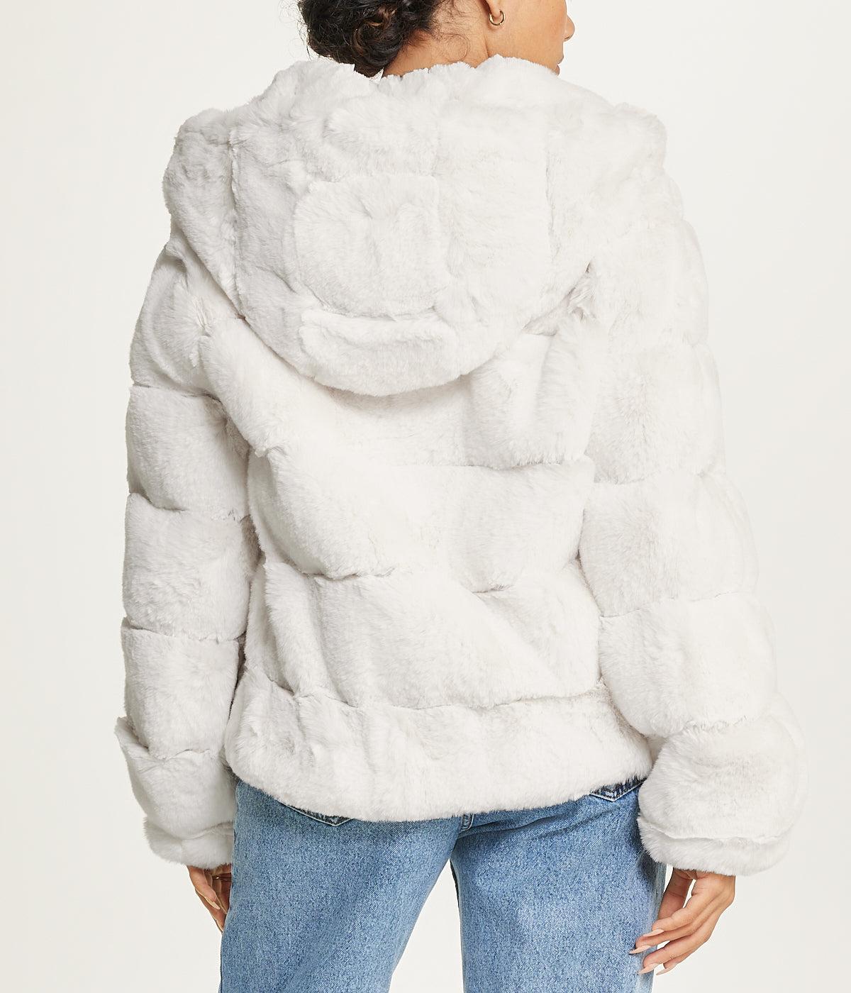 Short Faux Fur With Hood Ivory Product Image