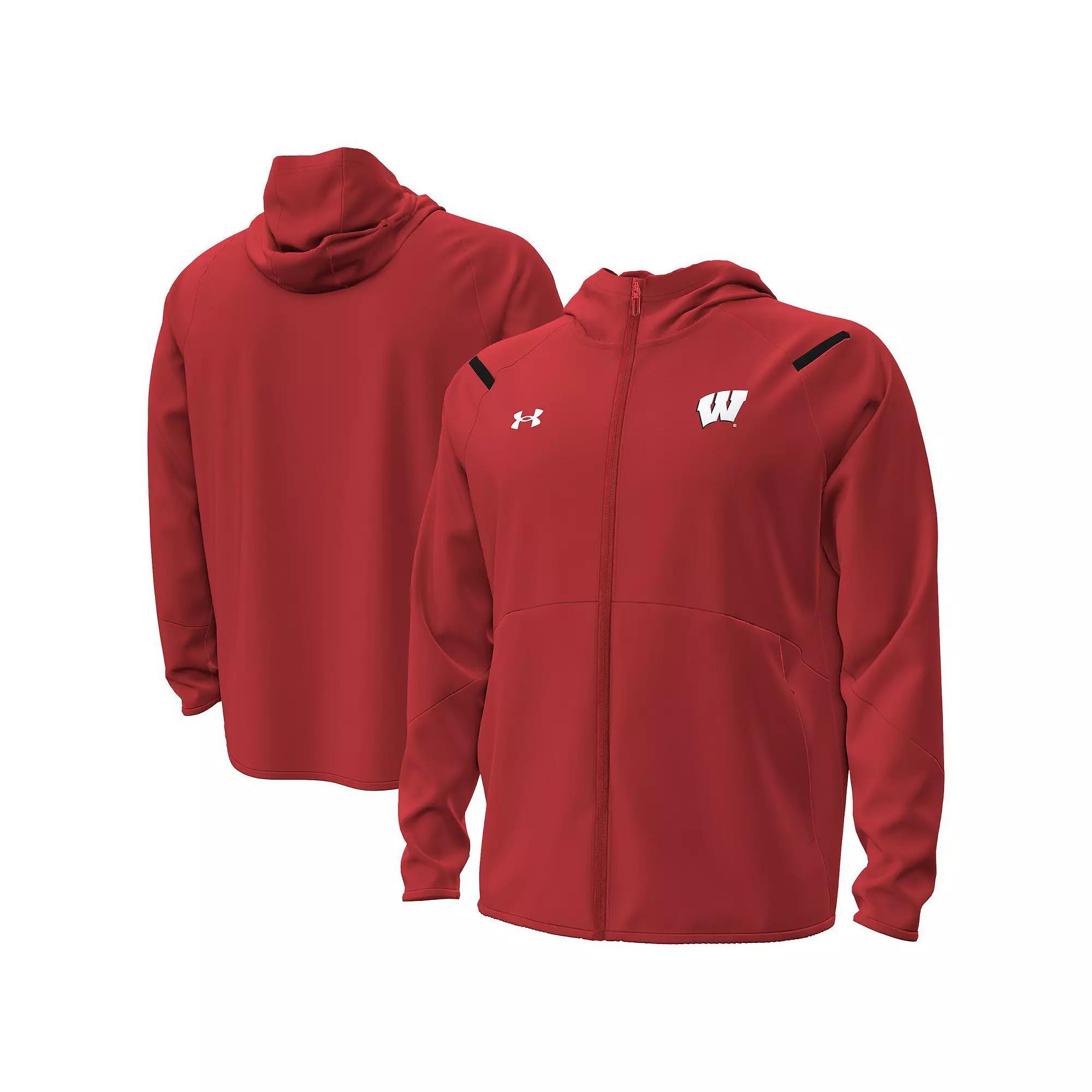 Men's Under Armour Red Wisconsin Badgers Unstoppable Performance Fleece Hoodie��Half-Zip Jacket, Size: XL Product Image