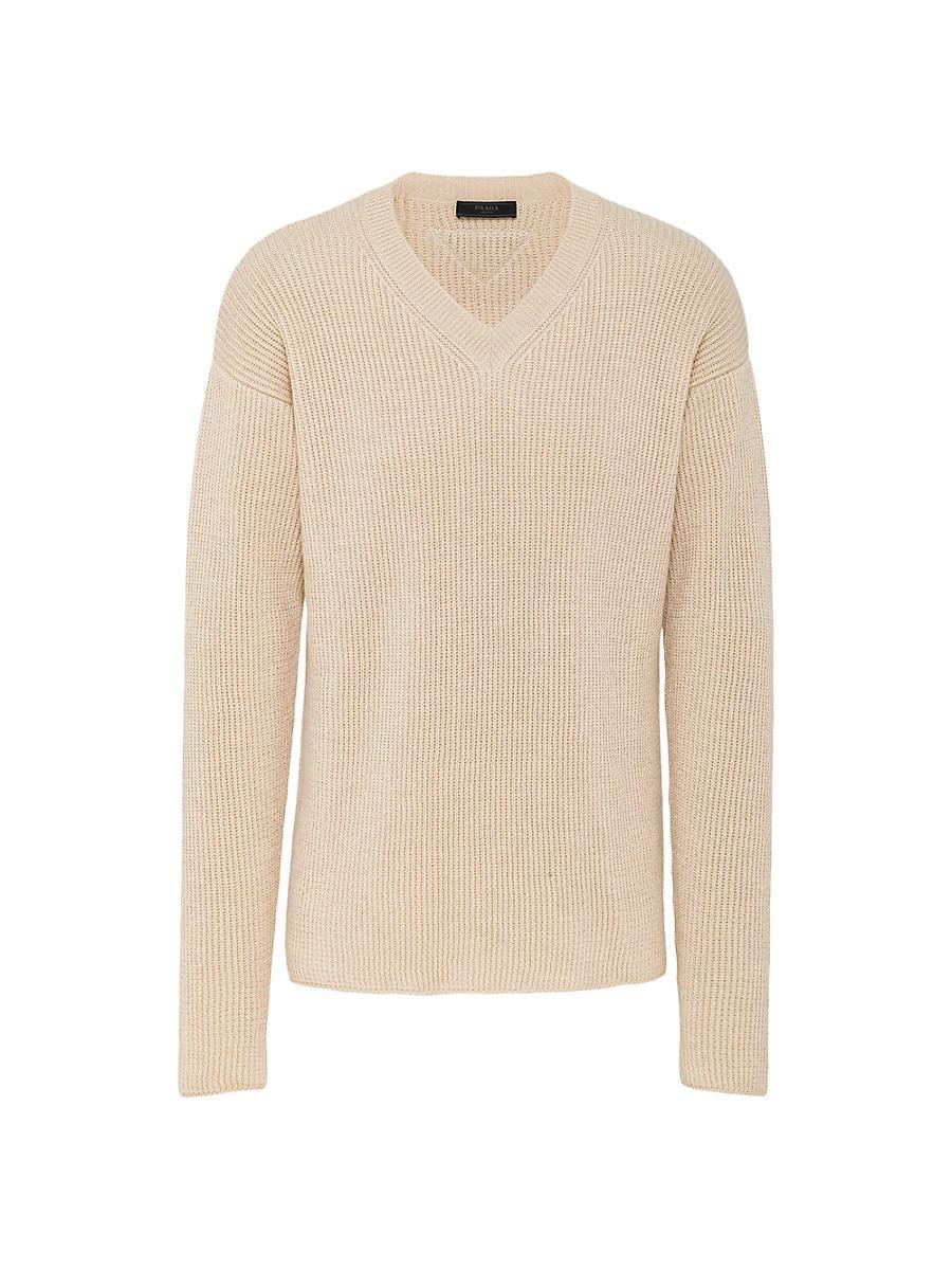 Mens Cashmere and Linen V-Neck Sweater Product Image