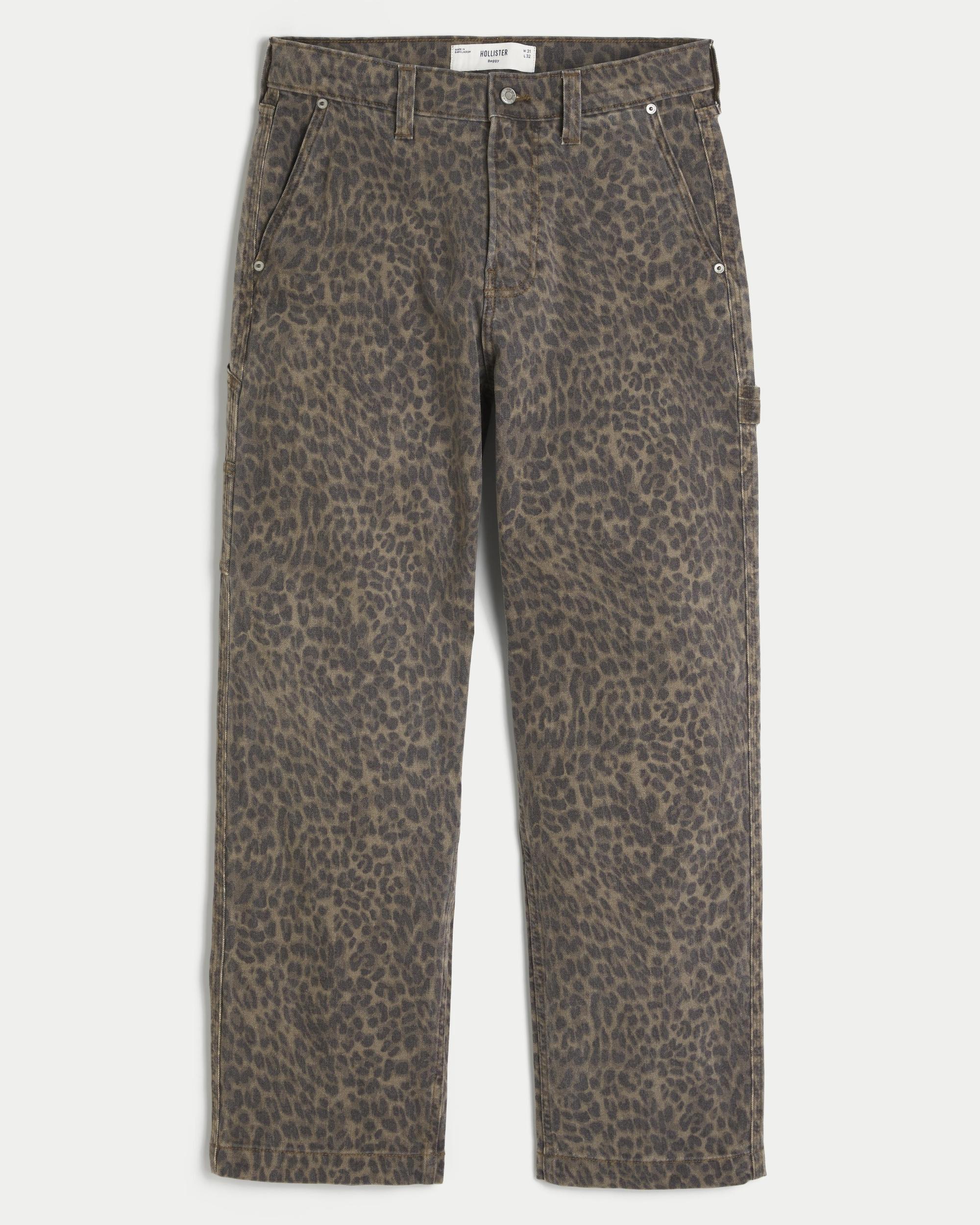 Leopard Print Baggy Painter Jeans Product Image