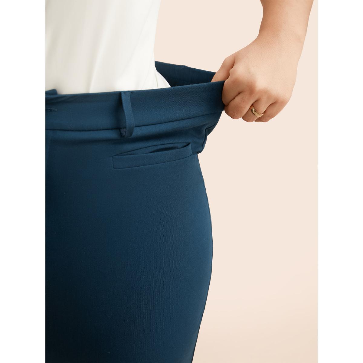 Plus Size Straight Leg Single-flap Pocket Pants Women Indigo Casual Straight Leg Mid Rise Everyday Pants BloomChic 14-16/1X Product Image