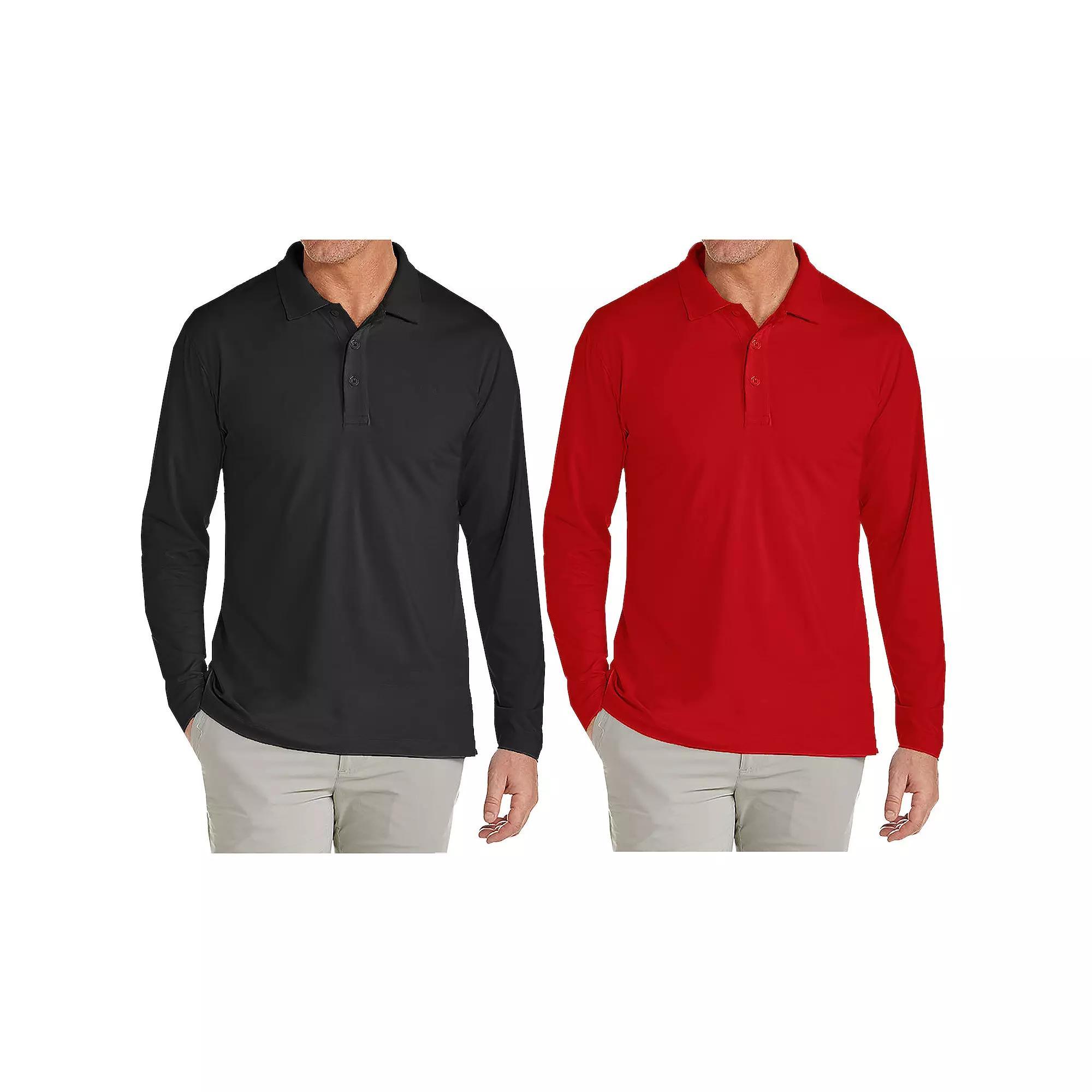 Men's JumpStart 2-Pack Modern Fit Long Sleeve Polo Shirt, Size: Small, Black Red Product Image