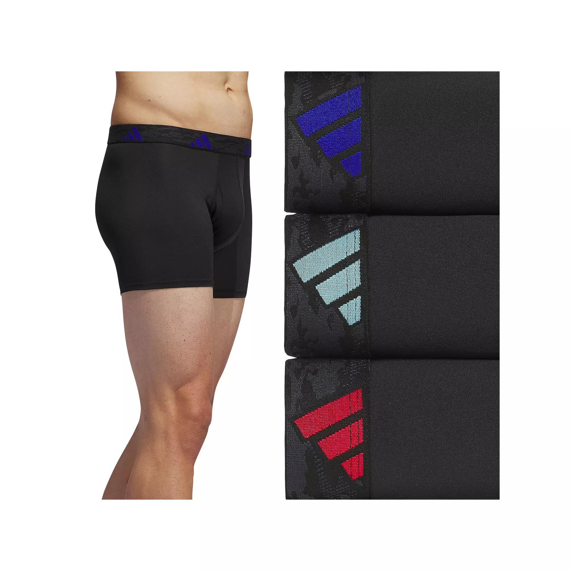 Men's adidas 3-pack Microfiber Trunks, Size: Large, Black Team Royal Blue Product Image