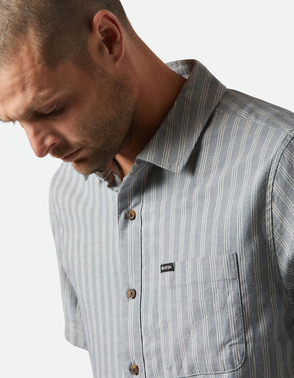 BRIXTON Cru Oxford Mens Stripe Button Up Shirt - OXFORD Product Image