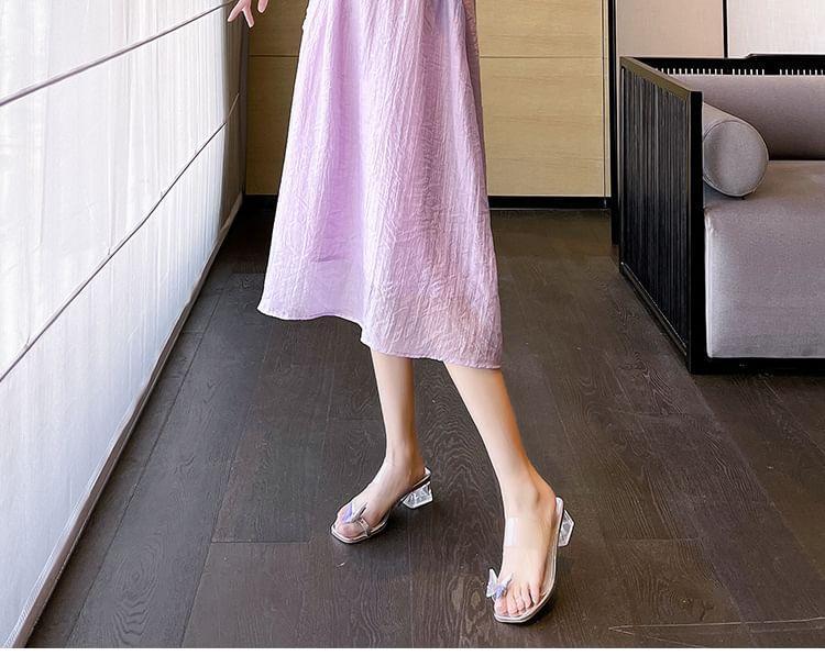 Maternity Short-Sleeve Collared V-Neck Midi A-Line Dress Product Image