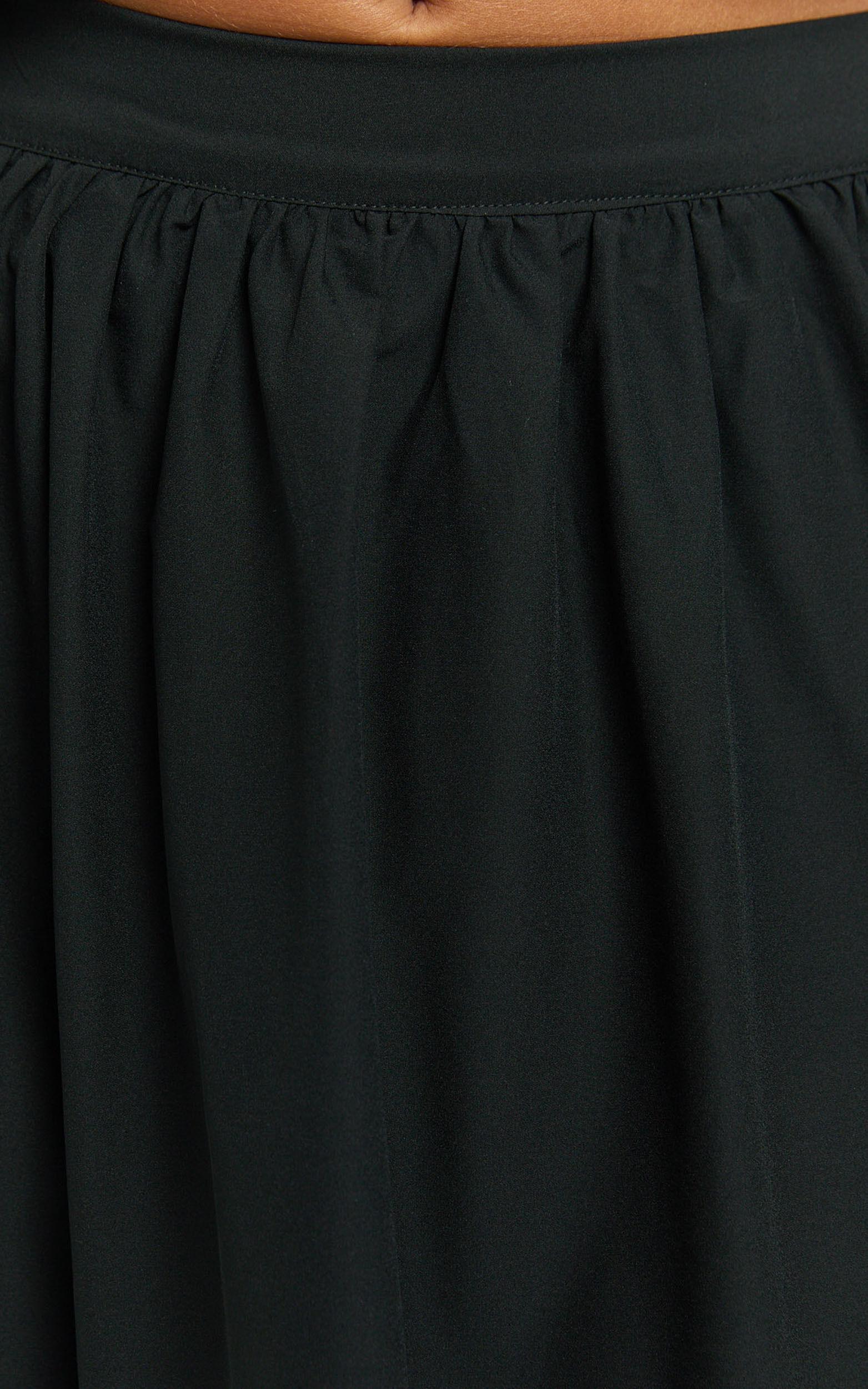 Preston Maxi Skirt - Gathered Waist Full Skirt in Black Product Image