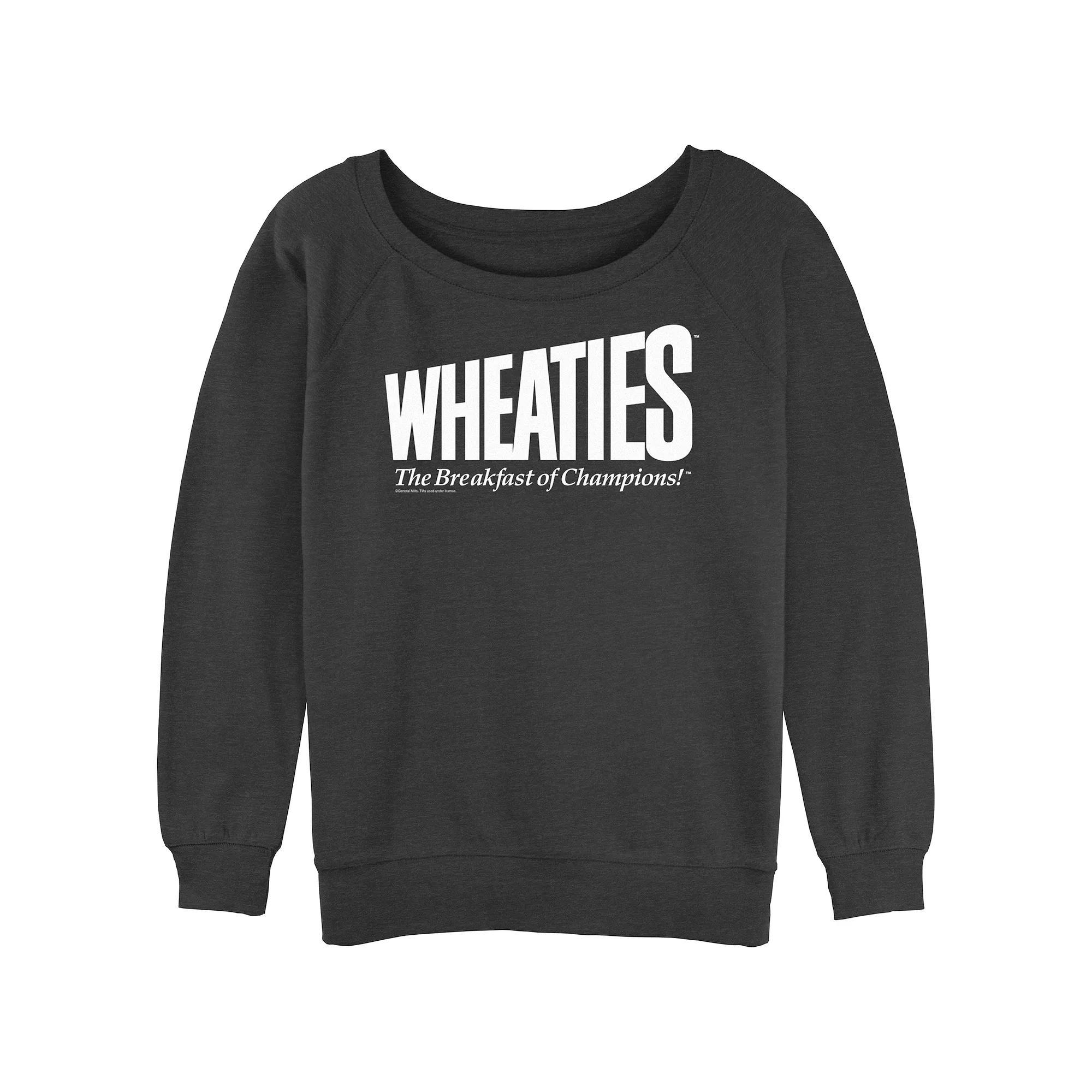 Juniors' Wheaties The Breakfast Of Champions Slouchy Terry Graphic Pullover, Women's, Size: XL, Grey Heather Product Image