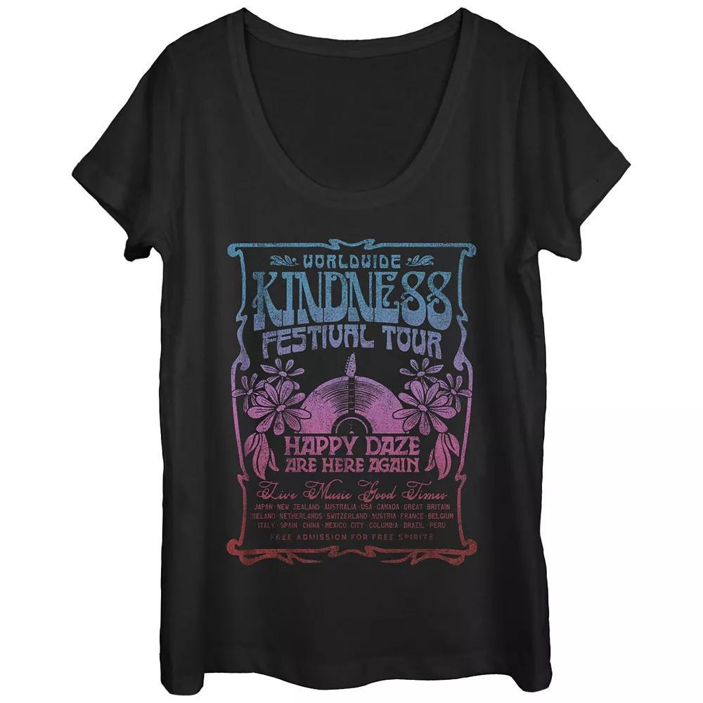 Juniors' Worldwide Kindness Festival Tour Gradient Poster Scoop Neck Graphic Tee, Women's, Size: Large, Black Product Image