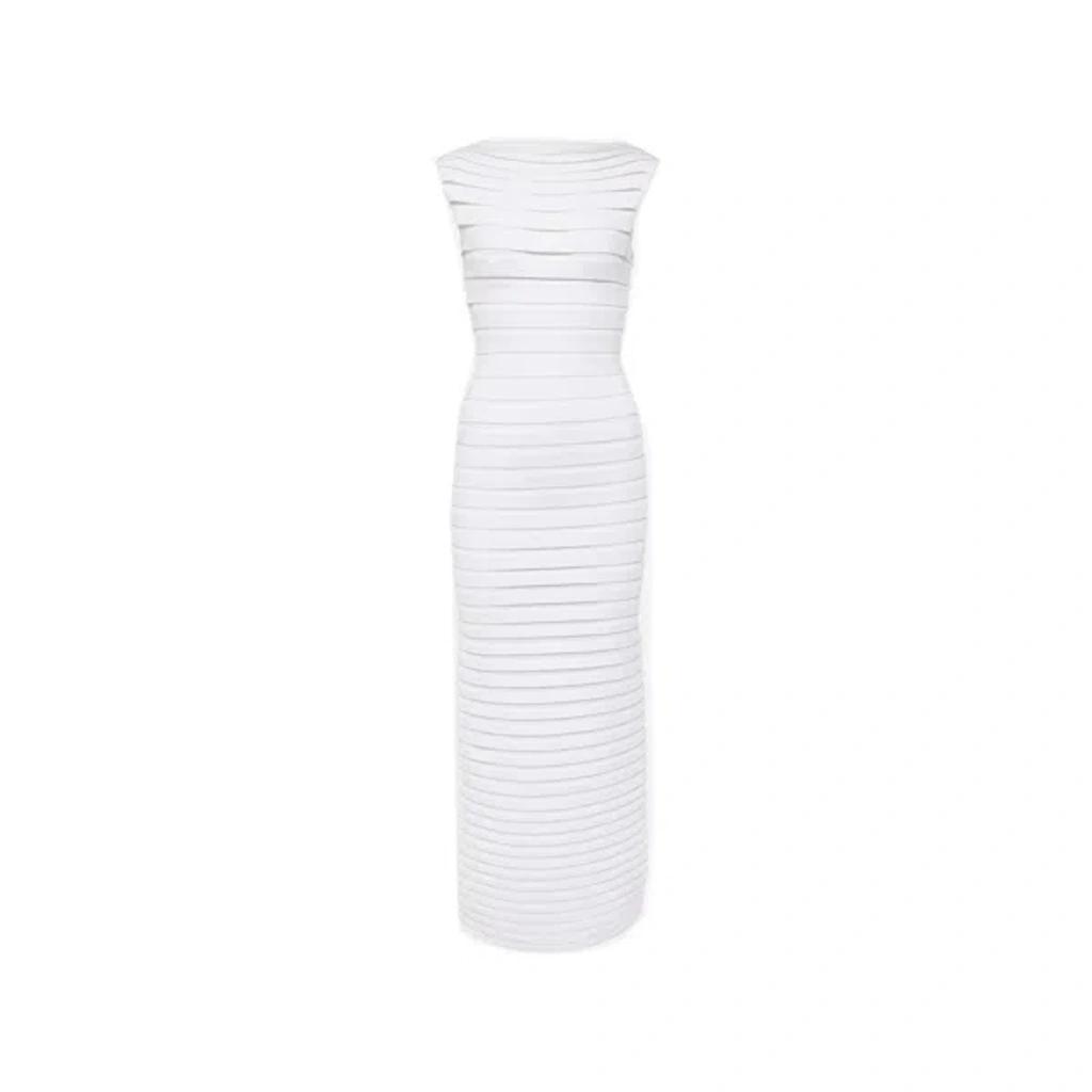 ALAÏA Cap-sleeve Bandage Midi Dress In White Product Image