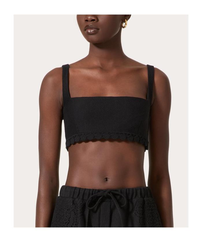 VALENTINO Embroidered Crop Top In Black Product Image