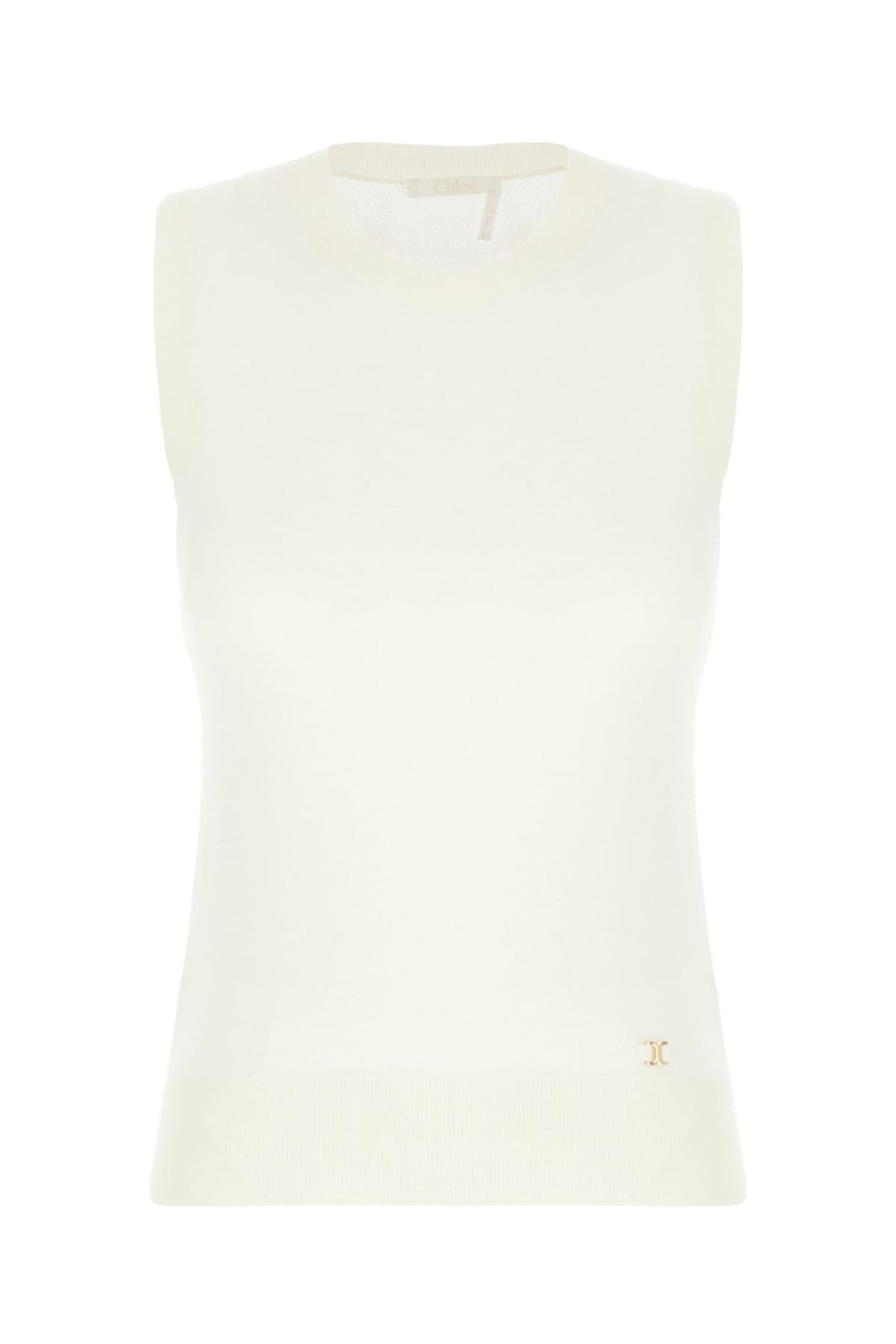 CHLOÉ Ivory Wool Top In Iconic Milk Product Image