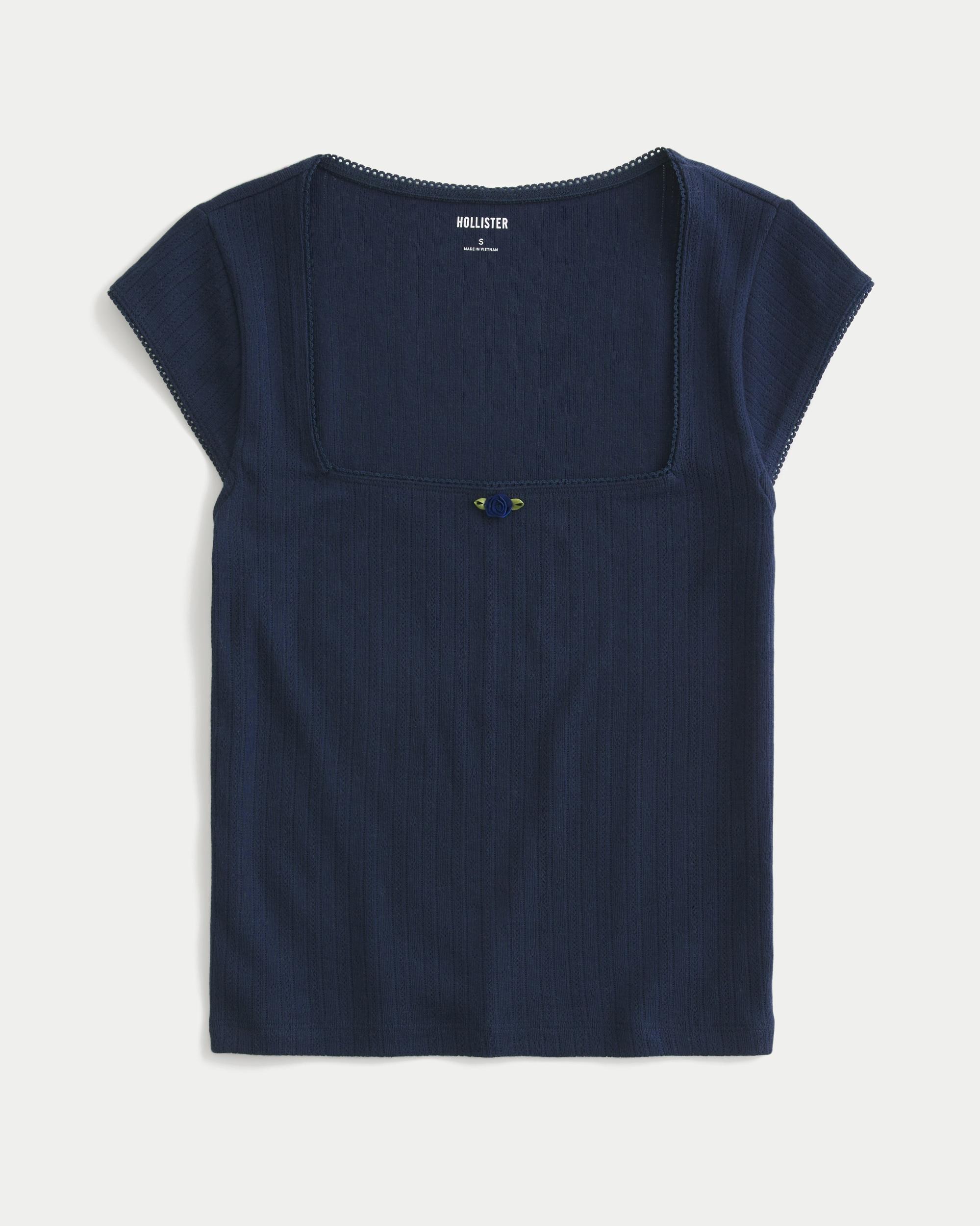 Pointelle Square-Neck Top Product Image