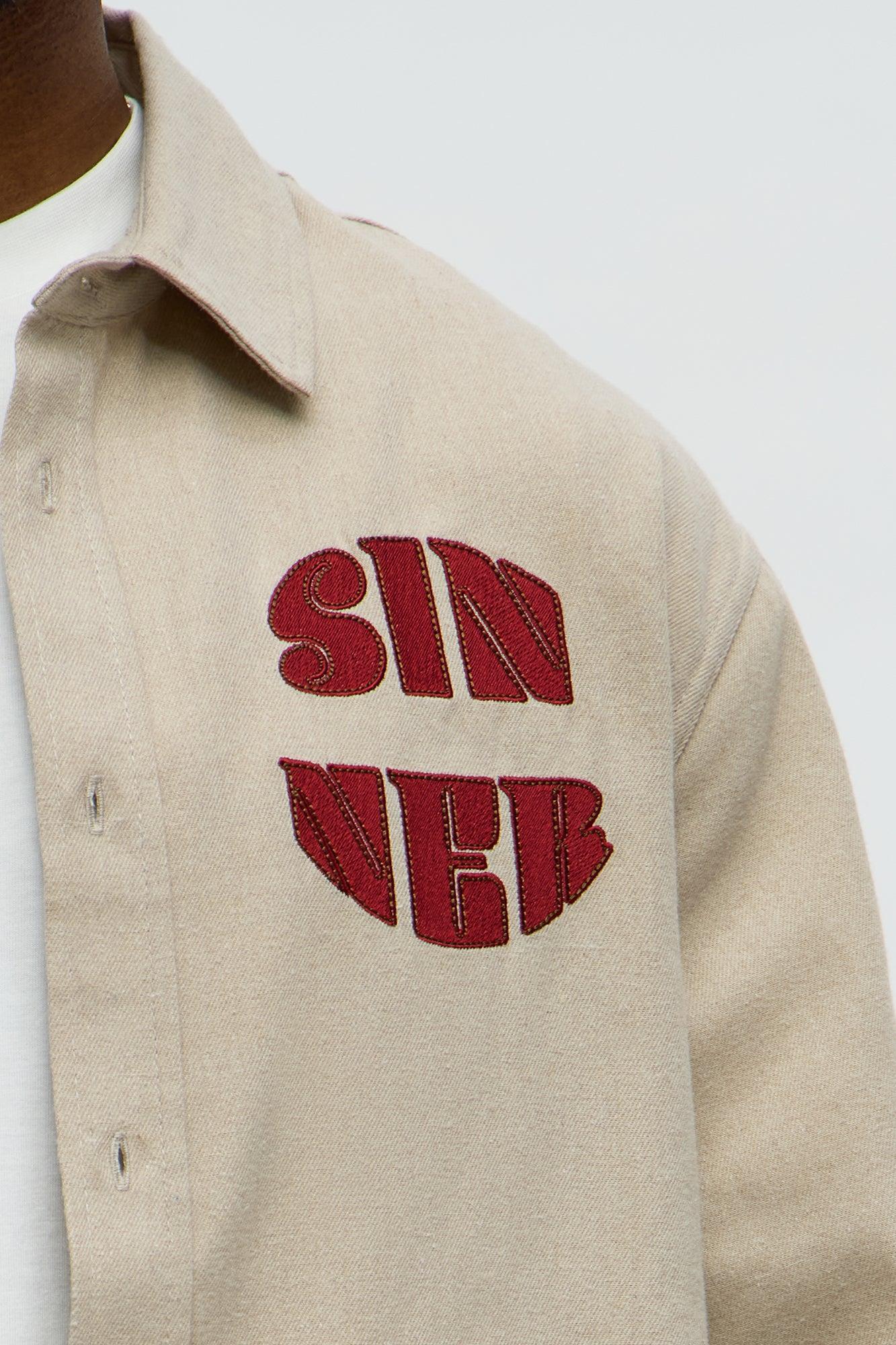 Sinner Cropped Button Up Shirt - Sand Product Image