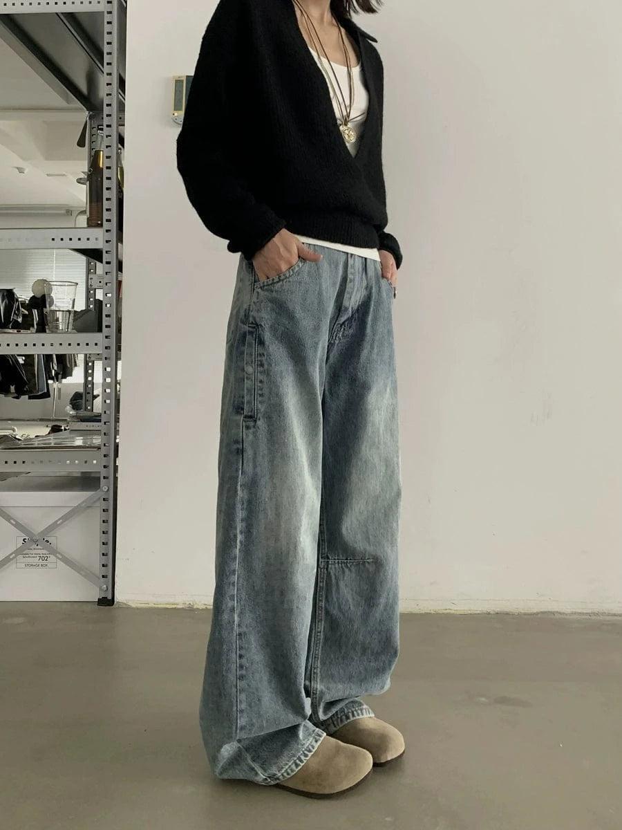 RT No. 18876 WASHED BLUE DENIM STRAIGHT JEANS Product Image