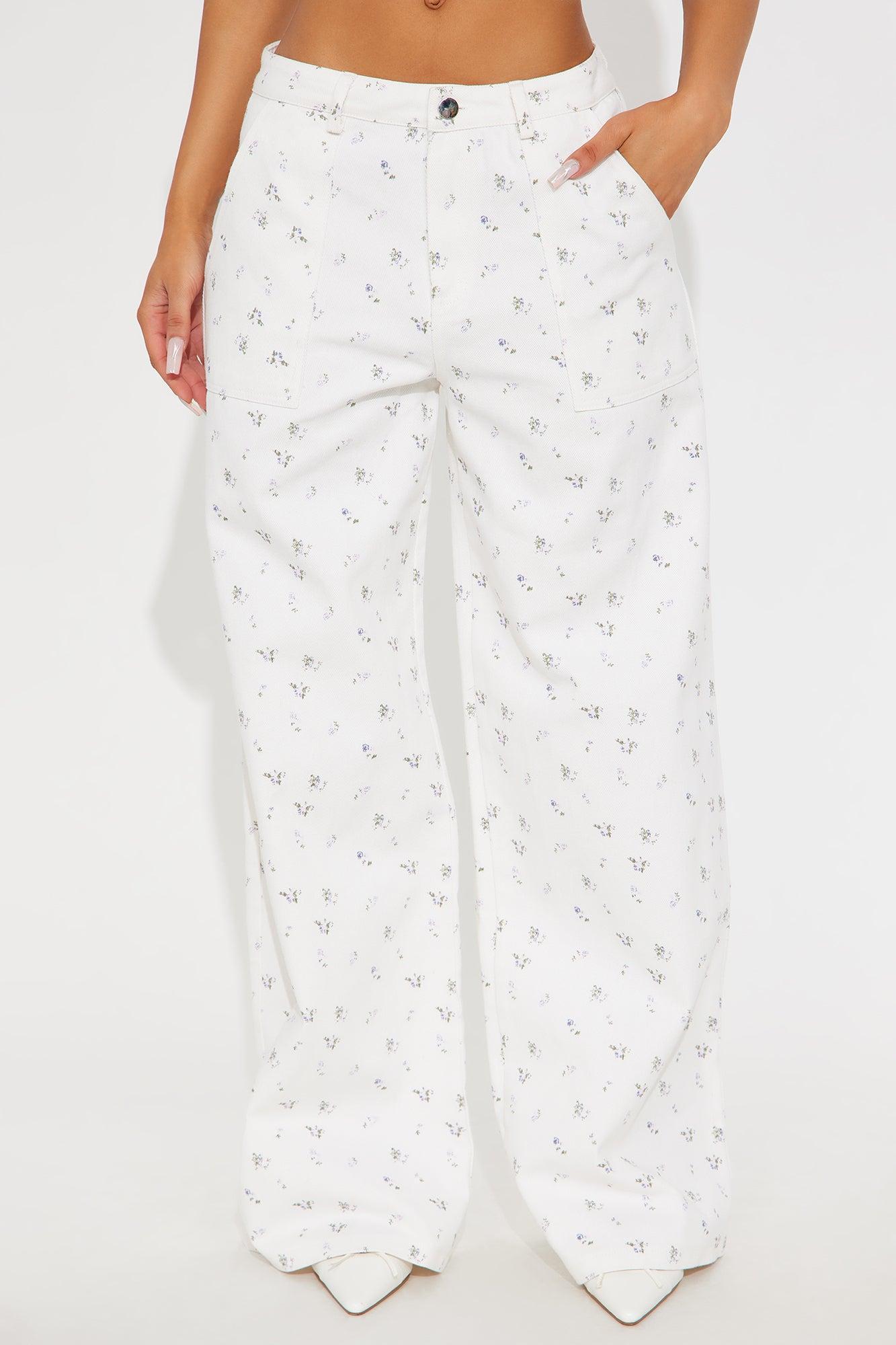 Denim Fever Wide Leg Streetwear Pant - Off White Product Image