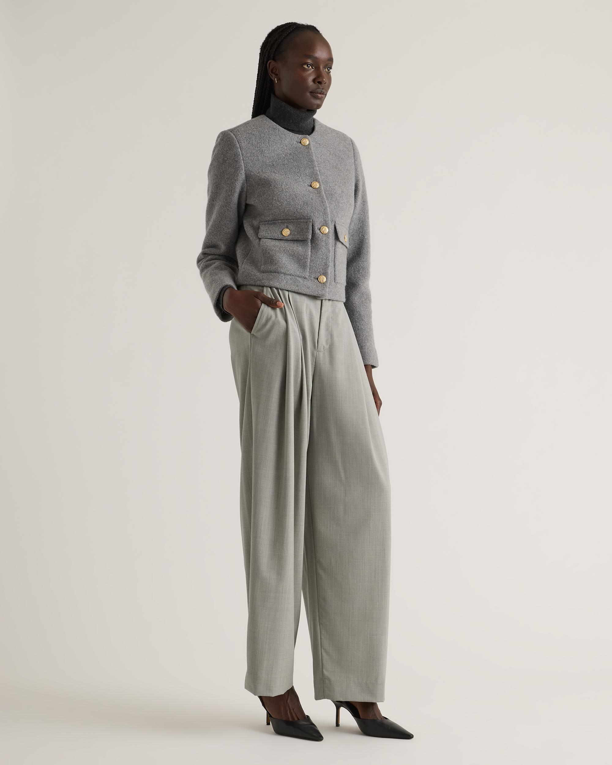 Quince | Women's 100% Merino Wool Collarless Cropped Jacket Size XL Product Image