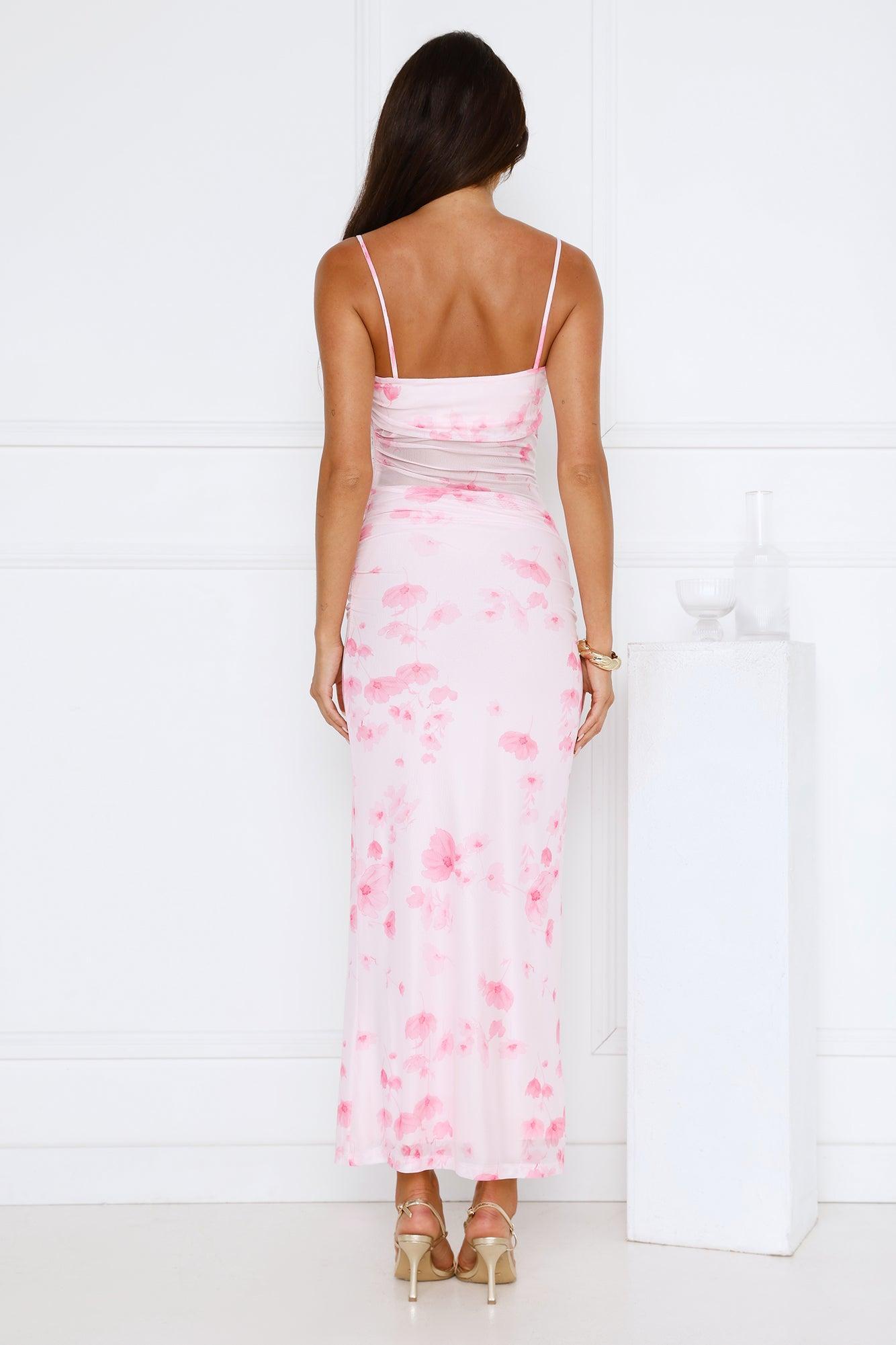 Frosted Glam Mesh Maxi Dress Pink Product Image