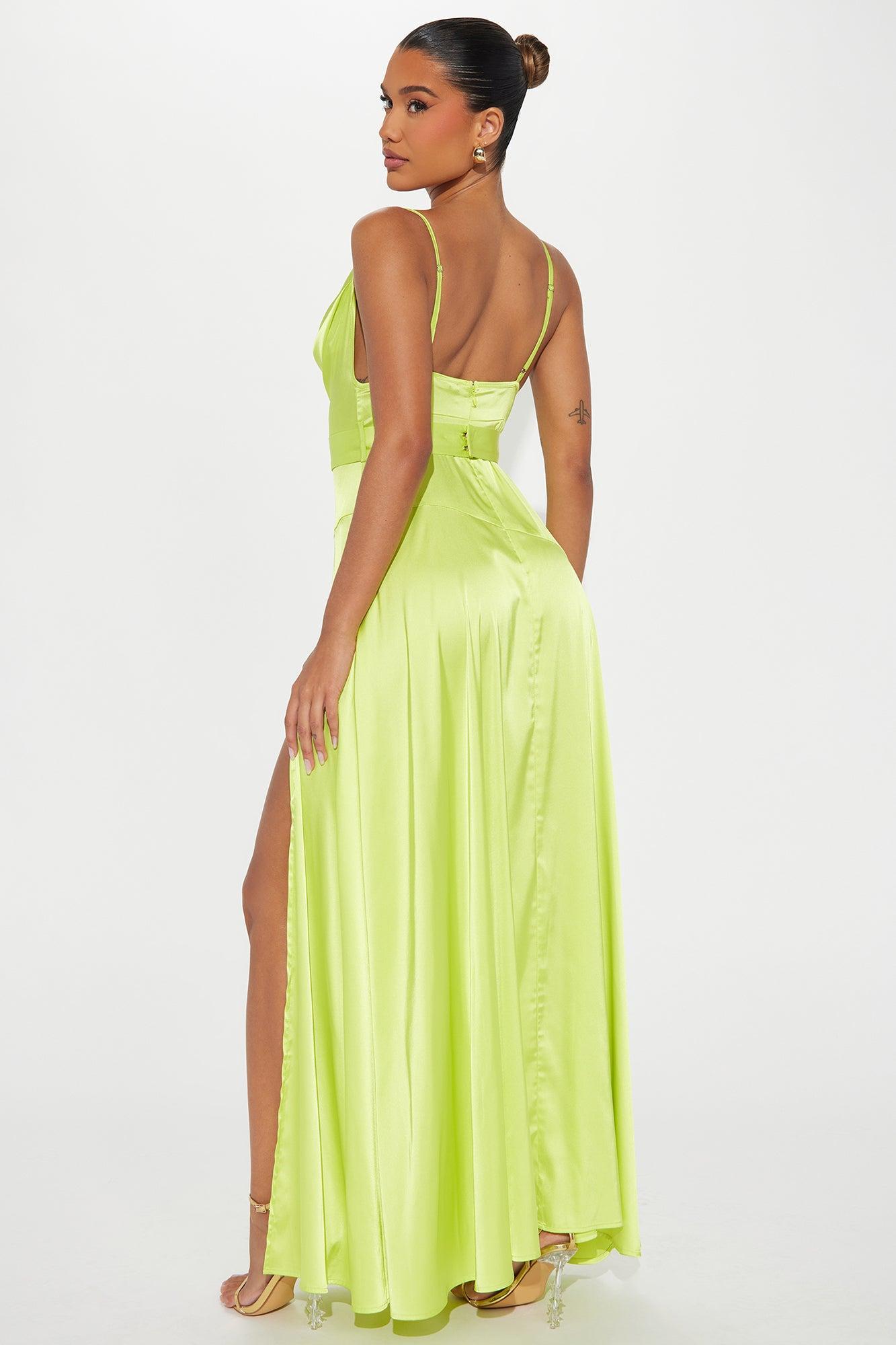 Big Entrance Satin Gown - Lime Product Image