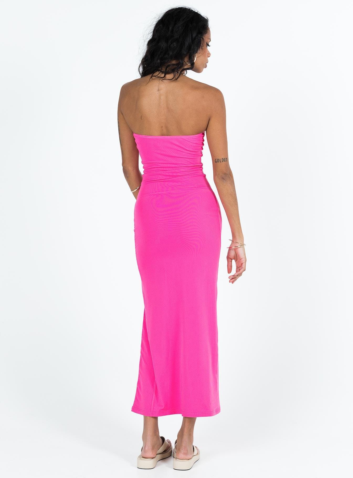 Panama Strapless Maxi Dress Hot Pink Product Image
