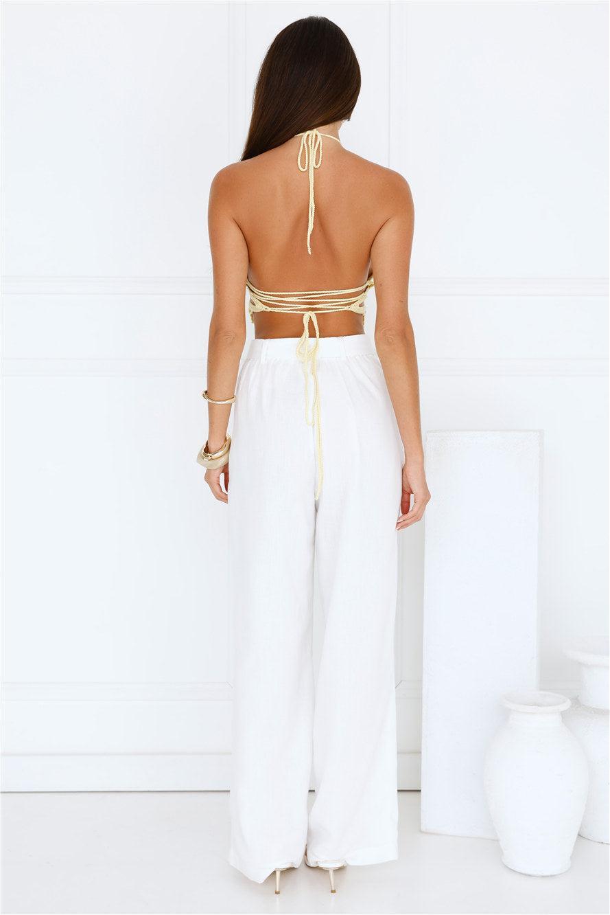 Monte Carlo Muse Knit Halter Top Yellow Product Image