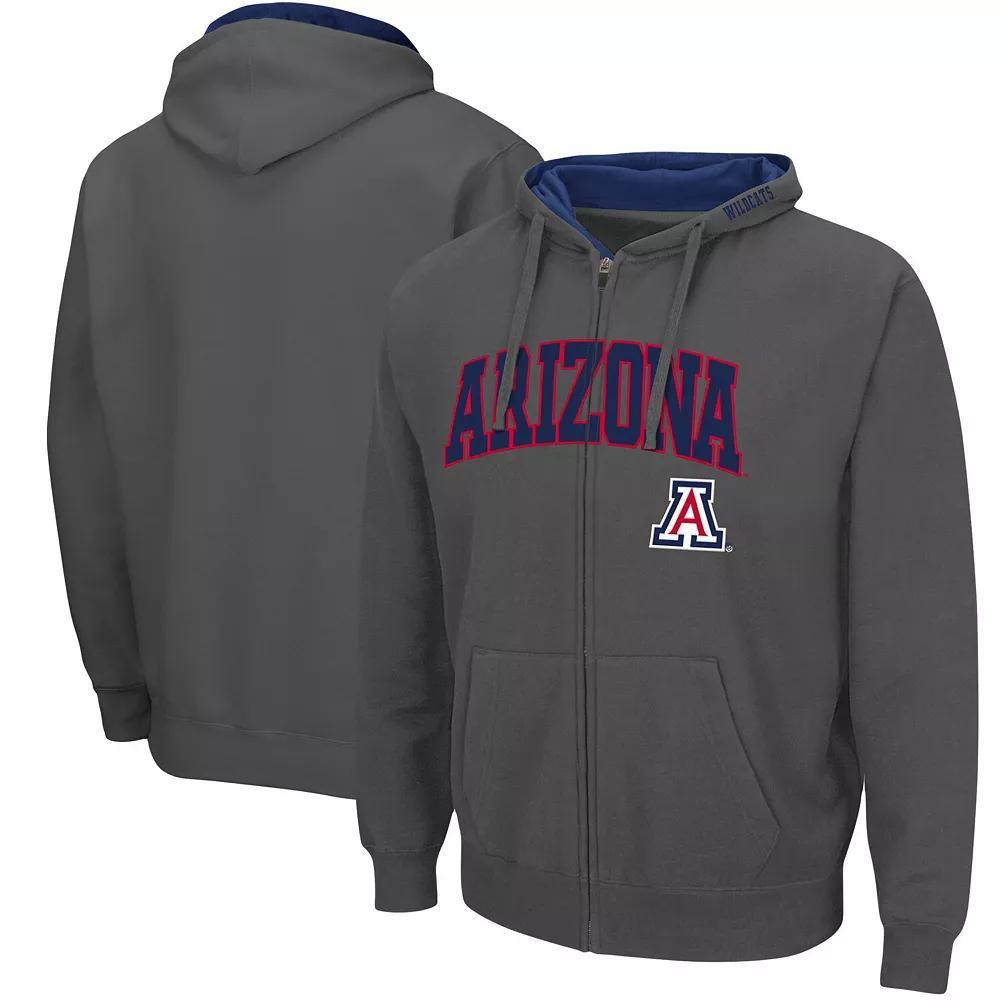 Men's Colosseum Charcoal Arizona Wildcats Arch & Logo 3.0 Full-Zip Hoodie, Size: Medium Product Image