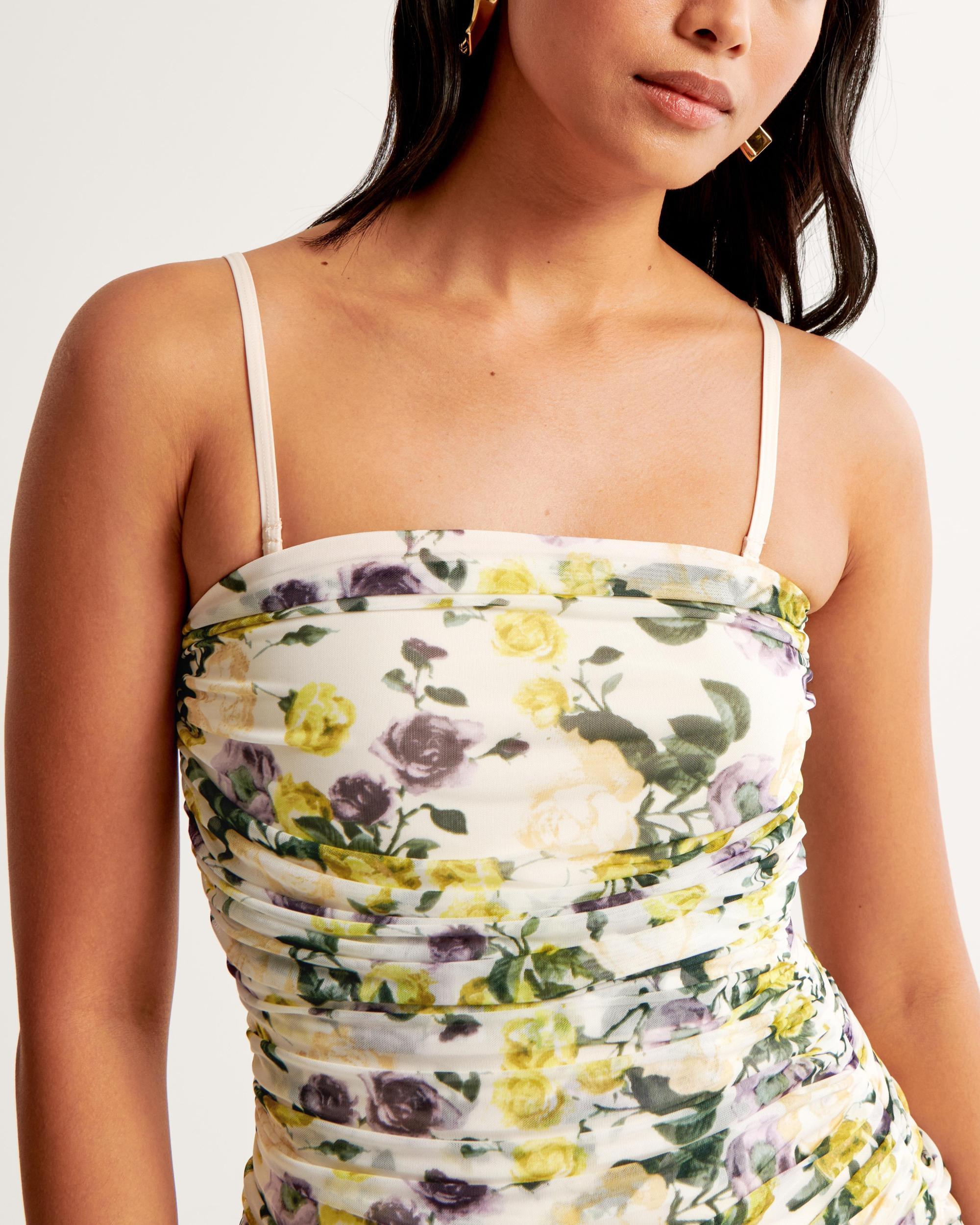Mesh Strapless Ruched Maxi Dress Product Image