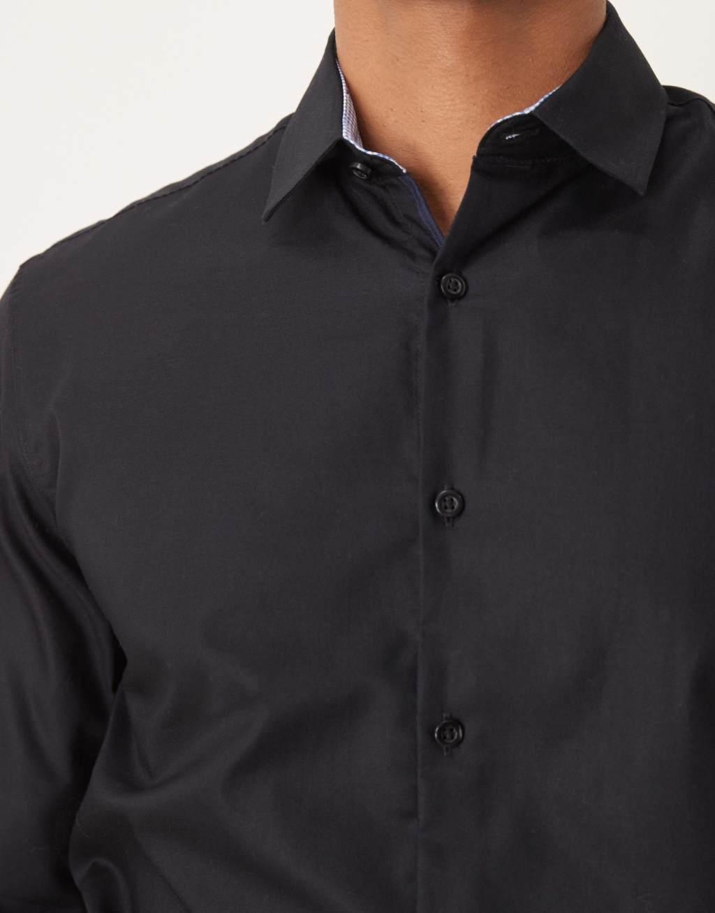 Selected Homme slim fit easy iron smart shirt in black Product Image