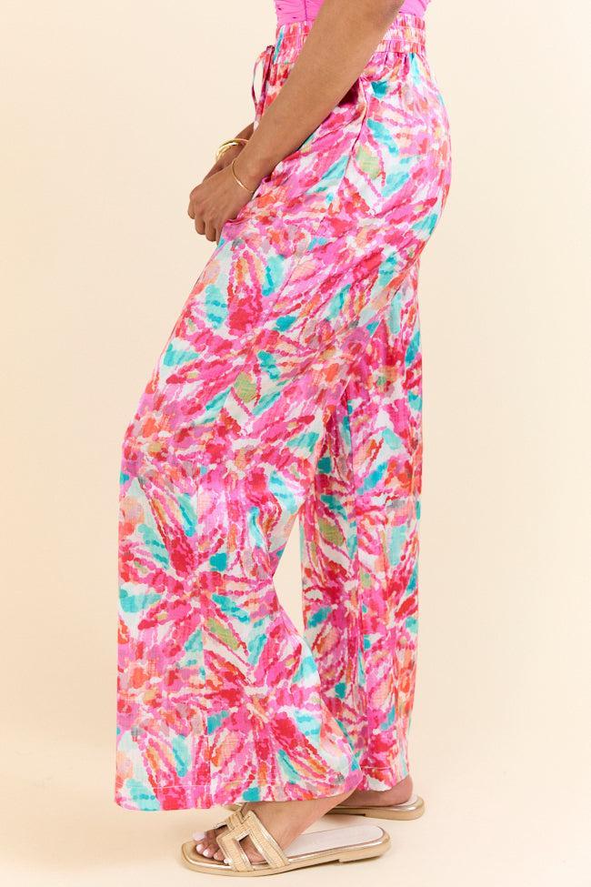 Paddle Out Pink Floral Printed Pull On Pants Product Image
