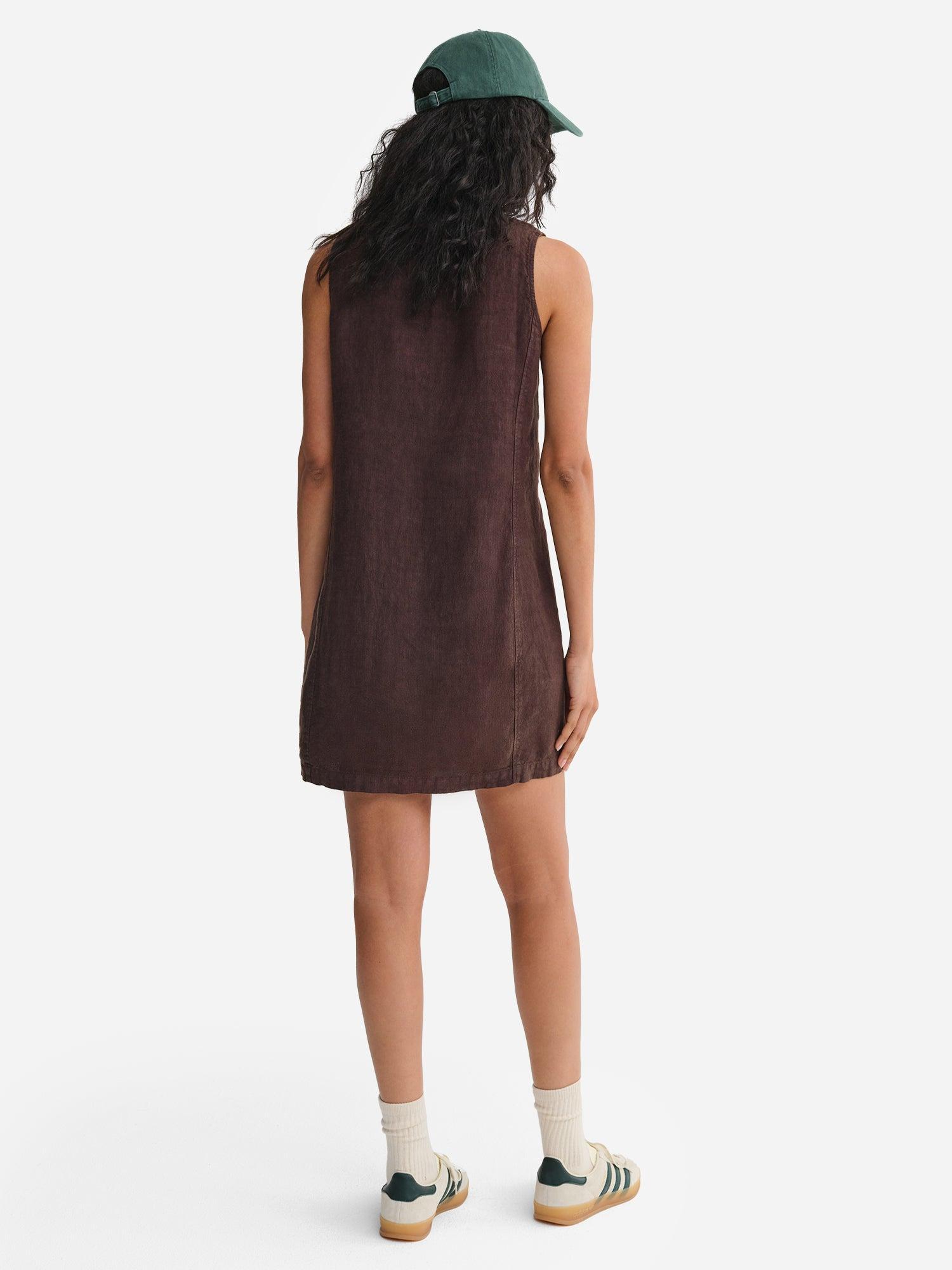 Organic Linen Square Neck Mini Dress Female Product Image