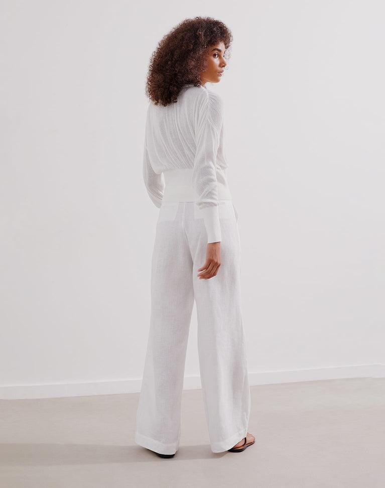 Knit Eliza Blouse (exchange only) - Off White Product Image