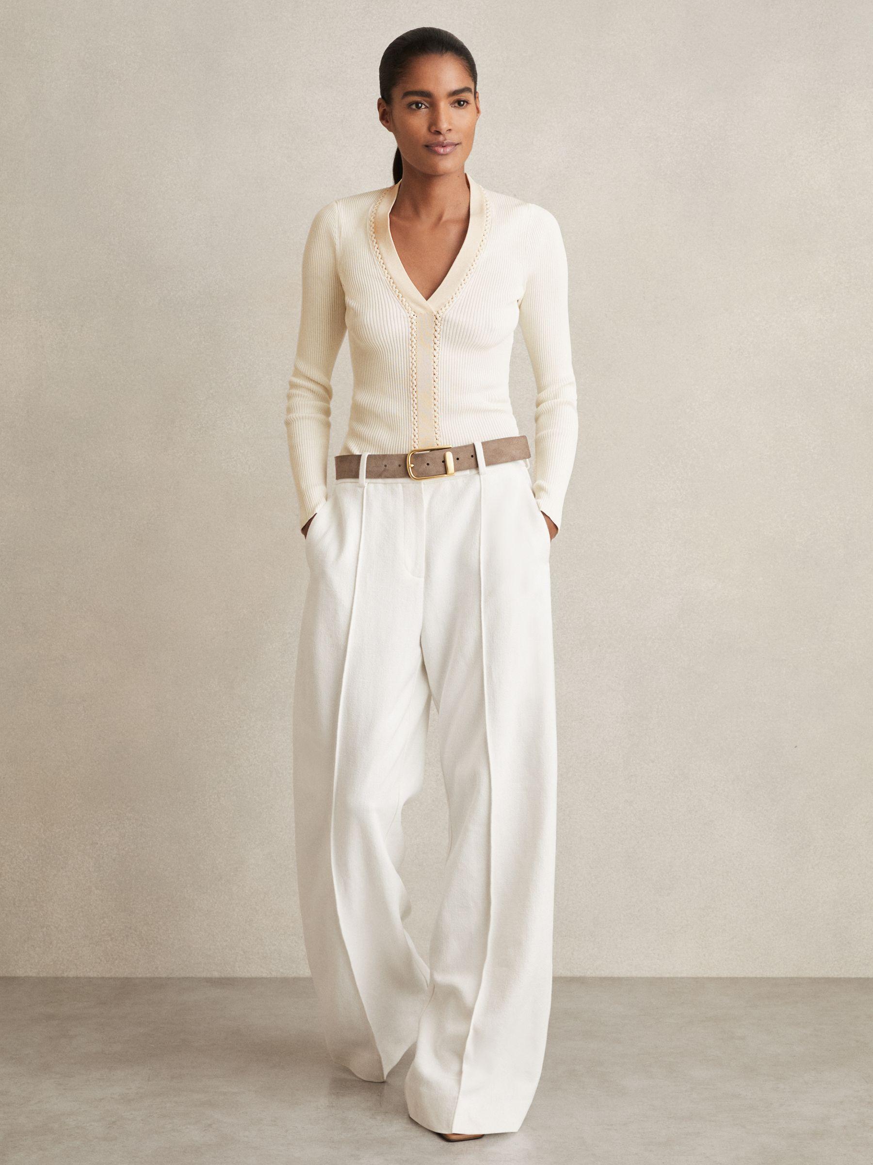 Craft-Stitch Rib-Knit Top in Ivory Product Image