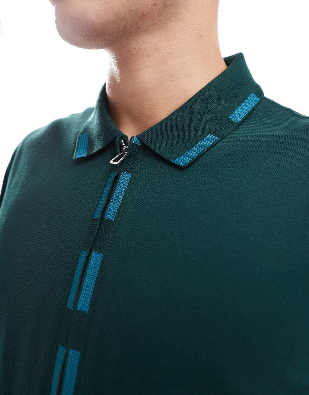 PS Paul Smith button down tipped polo shirt in green Product Image