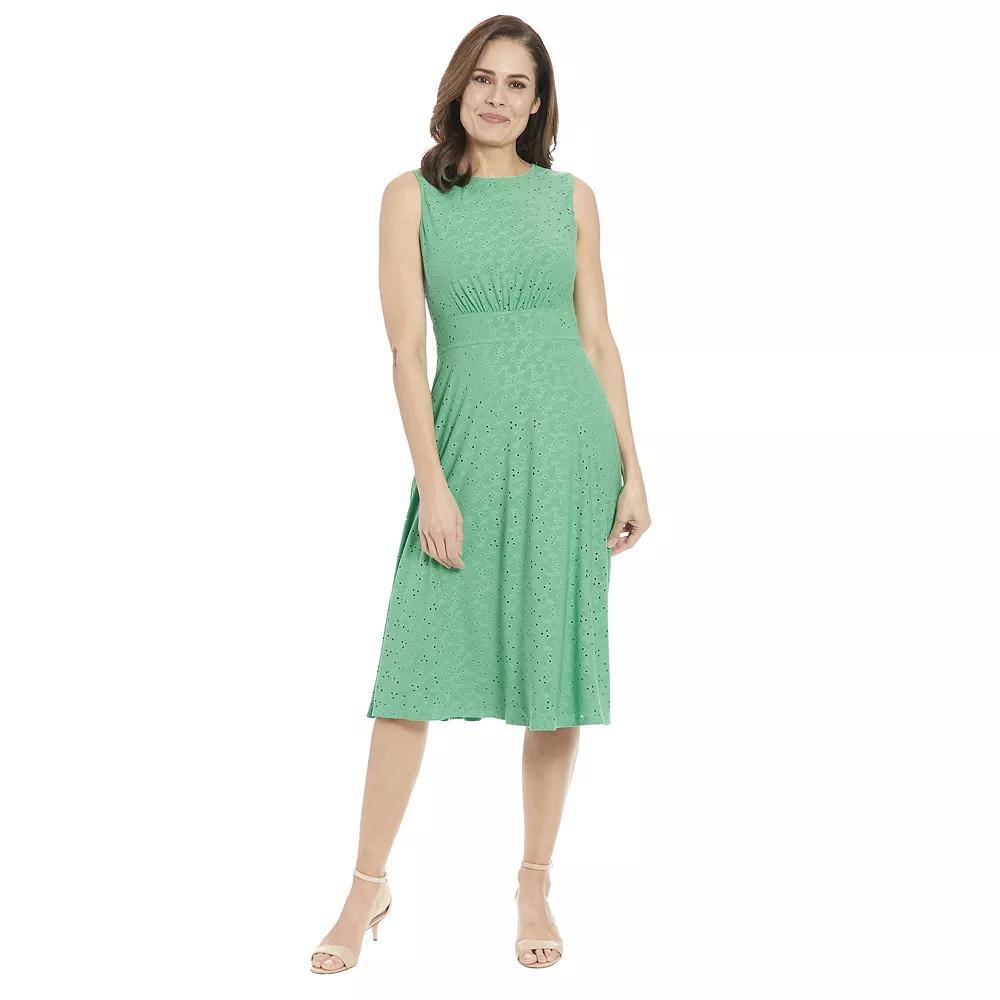 Women's London Times Eyelet Inset Midi Dress, Size: 4, Green Product Image