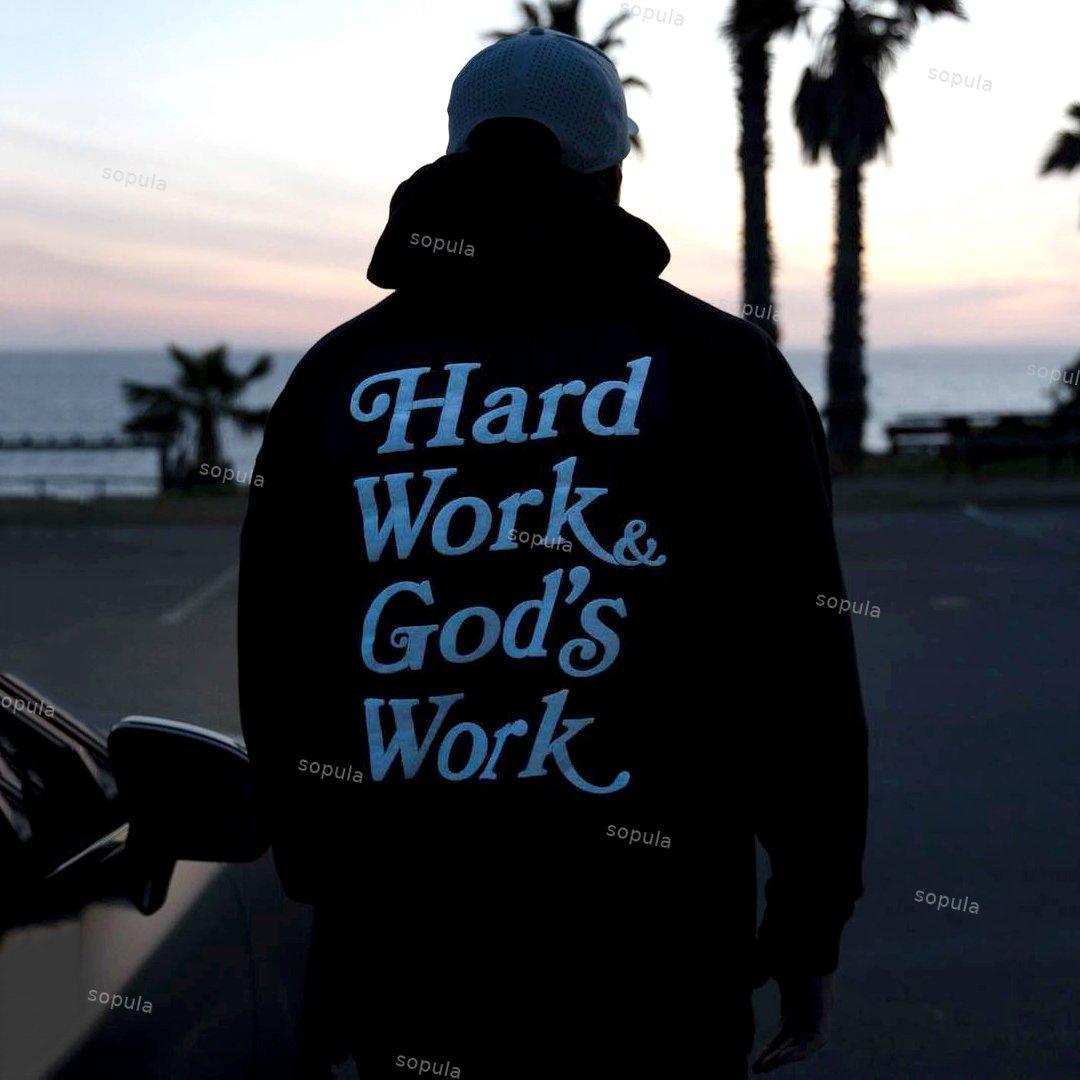 Hard Work & God's Work Print Pullover Fleece Hoodie Product Image