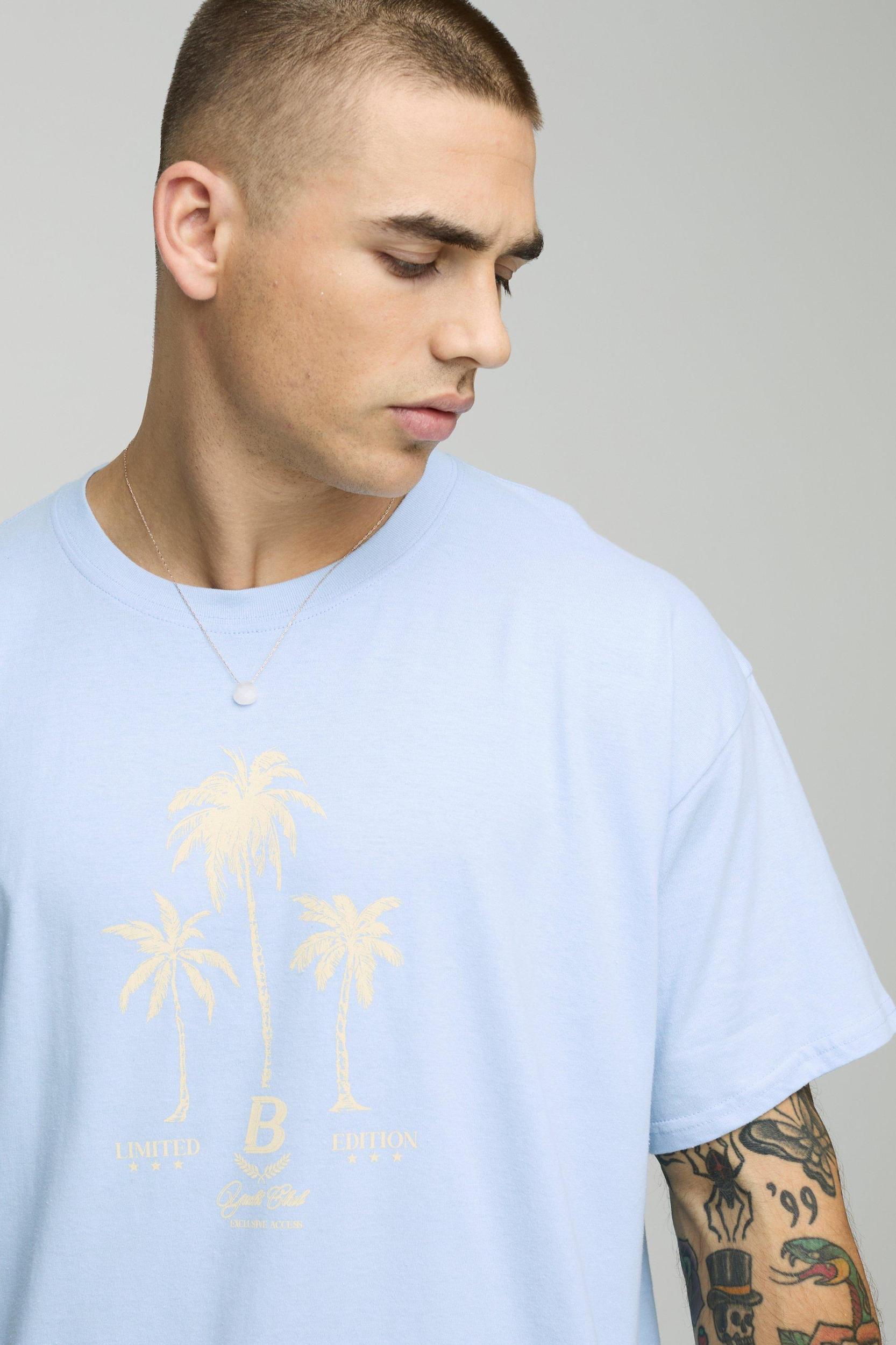 Oversized Triple Palm Print Graphic T-Shirt | boohooMAN USA Product Image