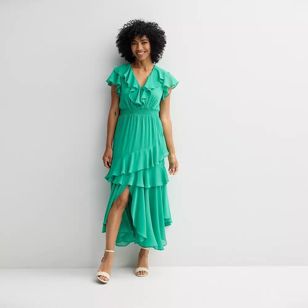 Women's Maison Tara Smocked Waist Tiered Maxi Dress, Size: 16, Jungle Product Image