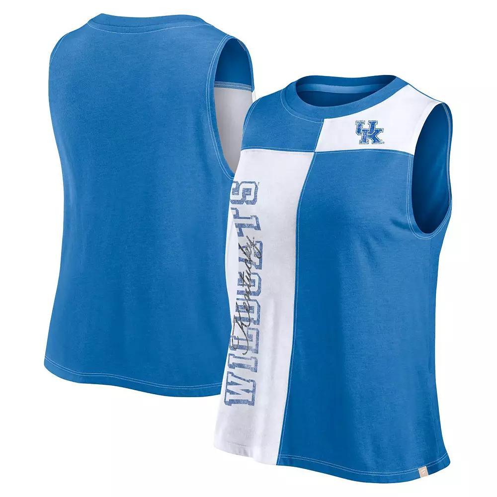 Women's Fanatics Branded Royal/White Buffalo Bills Script Color Block Tank Top, Size: Large, Blue Product Image